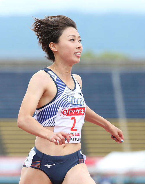女子100メートル予選　予選3組目　3着の市川華菜（撮影・梅根麻紀）
