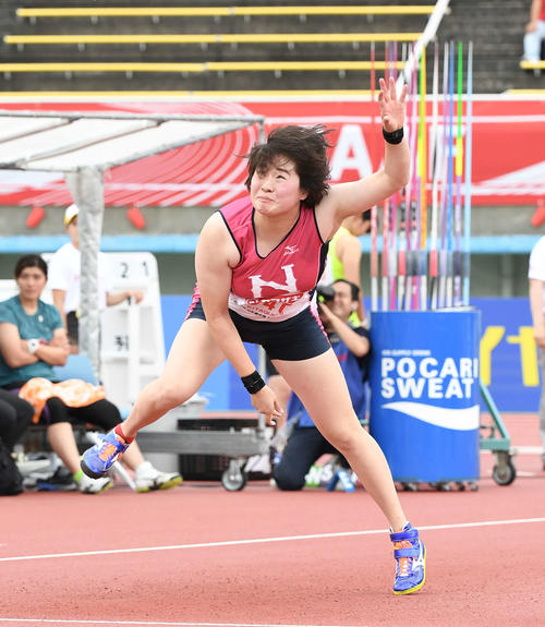 女子やり投げ決勝　北口の3投目（撮影・鈴木みどり）