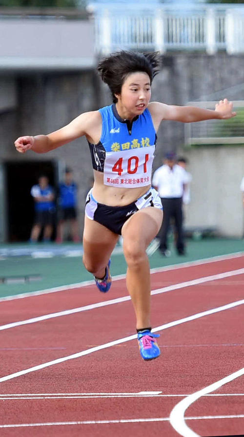 8月31日、東北総体・女子100メートルを制した三浦