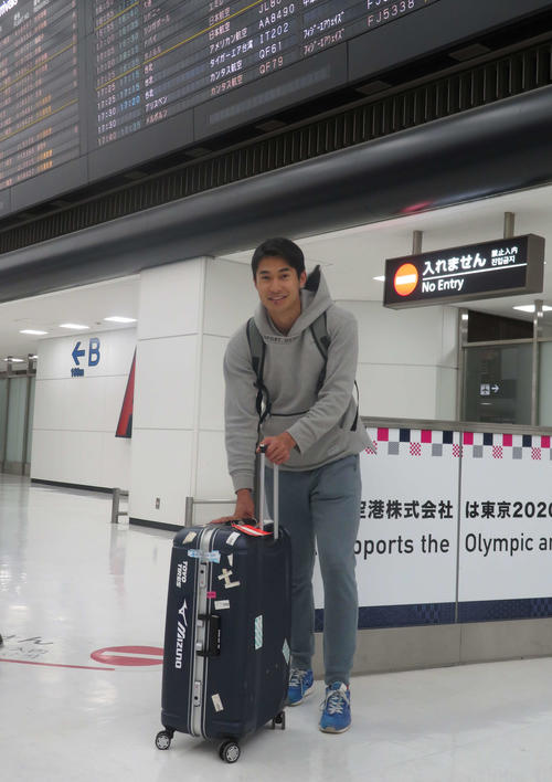 米ハワイ合宿から帰国した飯塚（撮影・上田悠太）