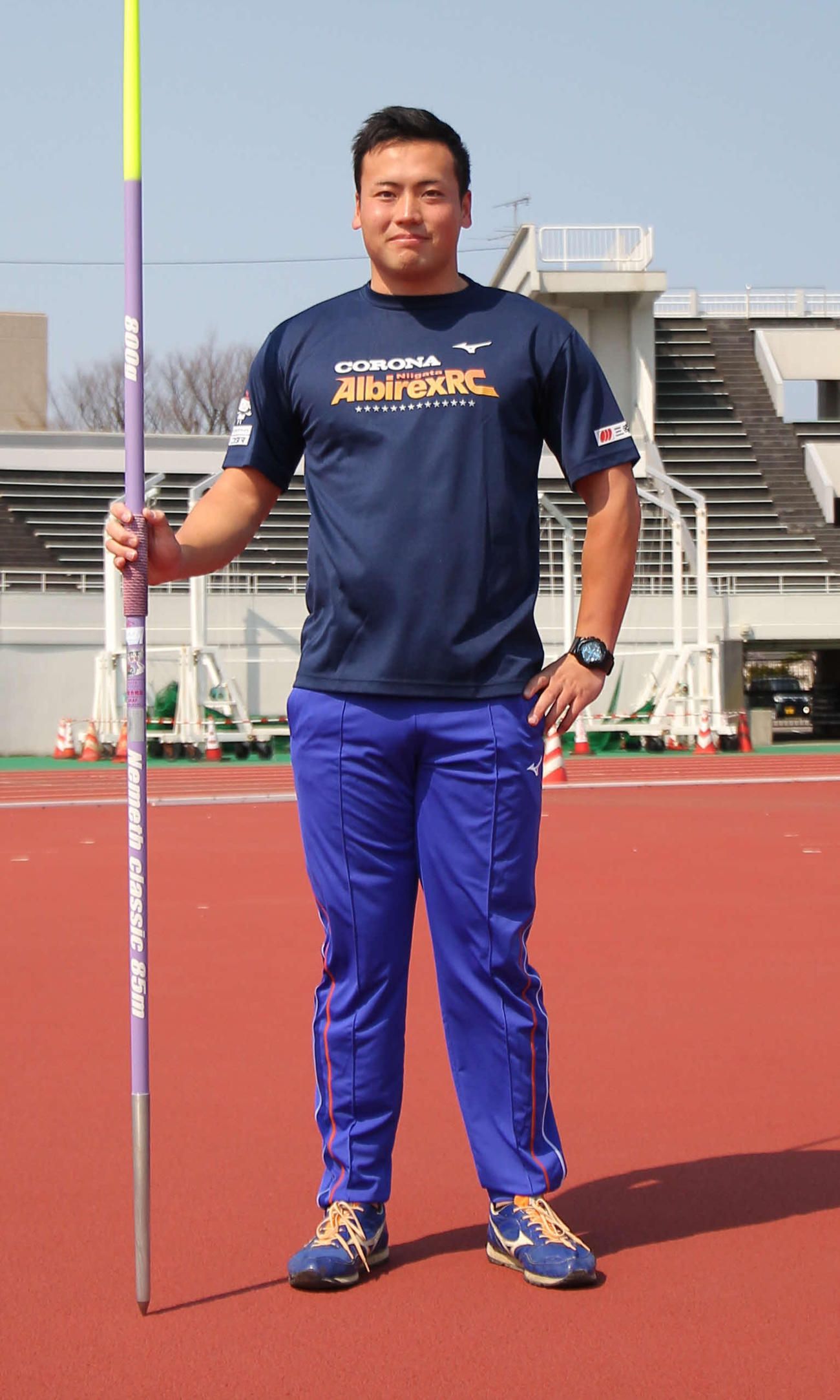 通常練習ができたころの横堀（5月9日、新潟市陸上競技場）