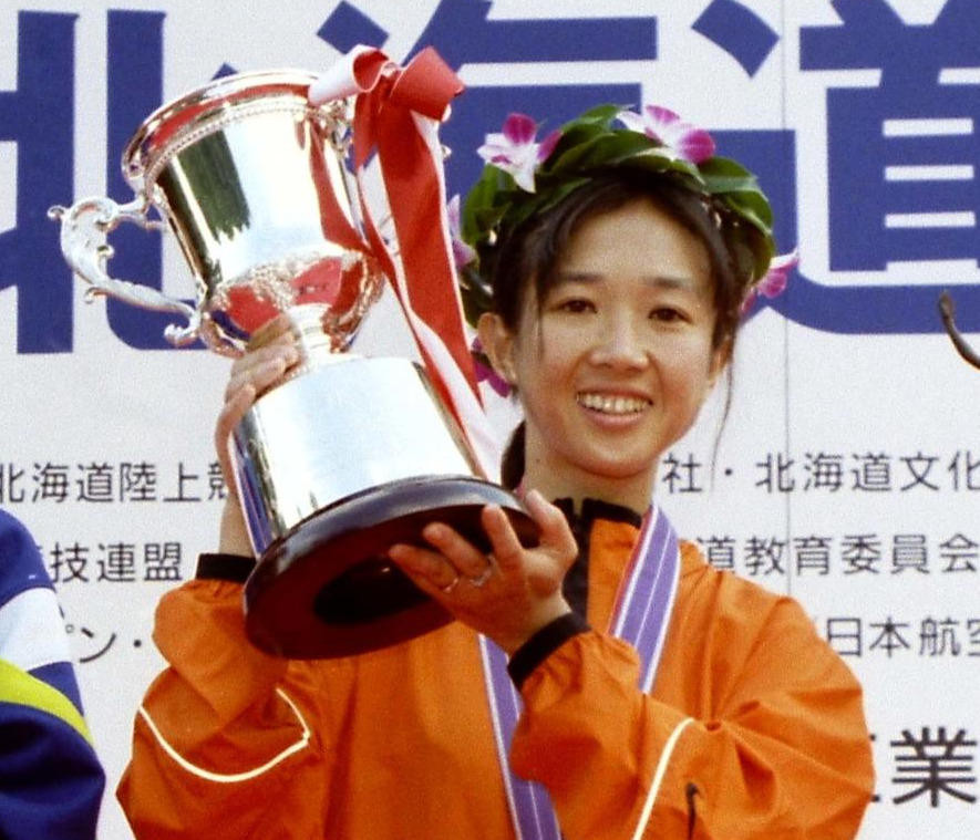 北海道マラソンで優勝した田中の母千洋さん（旧姓小倉）（1997年8月31日撮影）