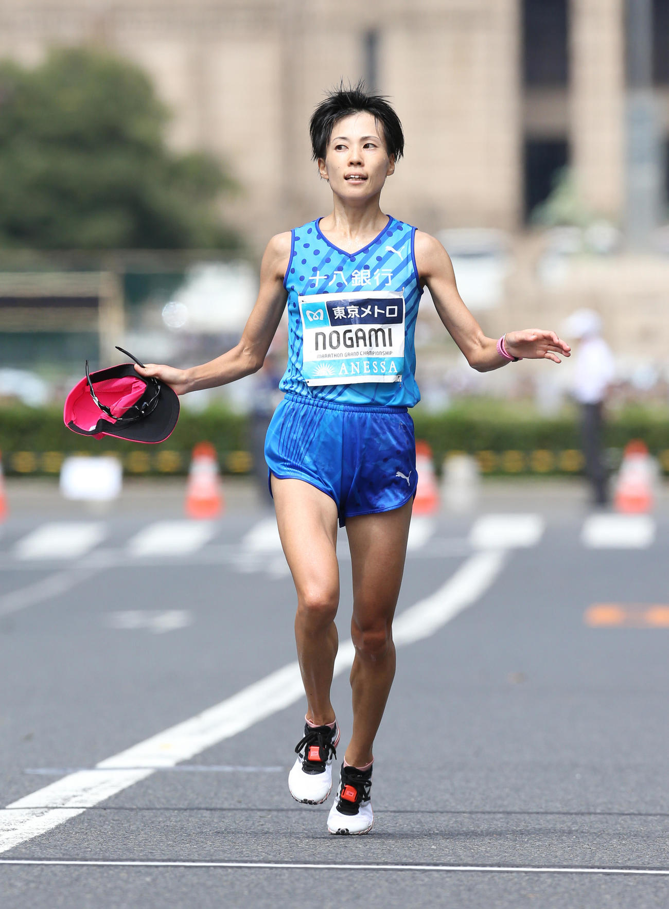 19年9月15日、マラソングランドチャンピオンシップ　5着でゴールする野上恵子