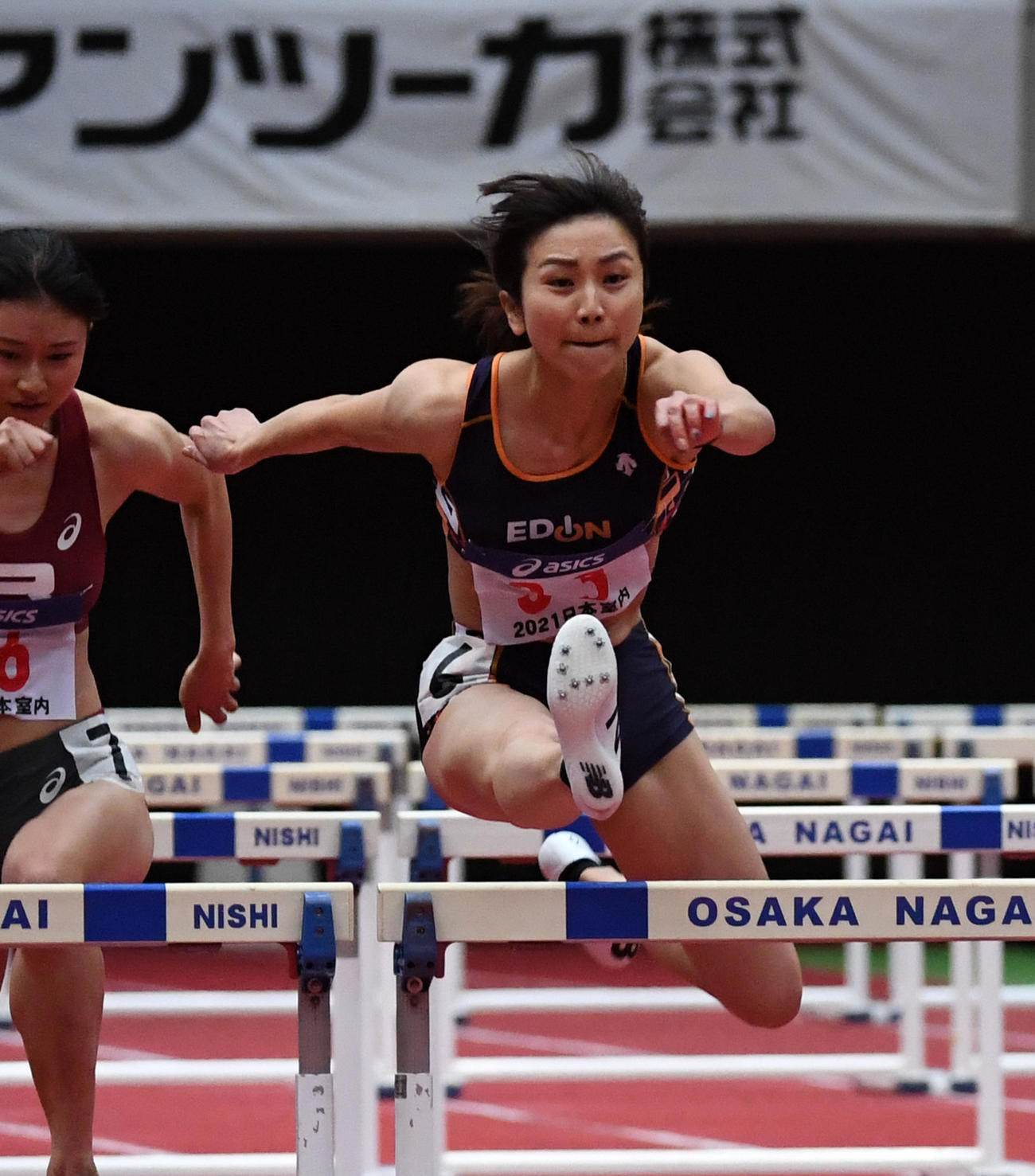 女子60メートル障害決勝で2位となった木村文子（撮影・前岡正明）