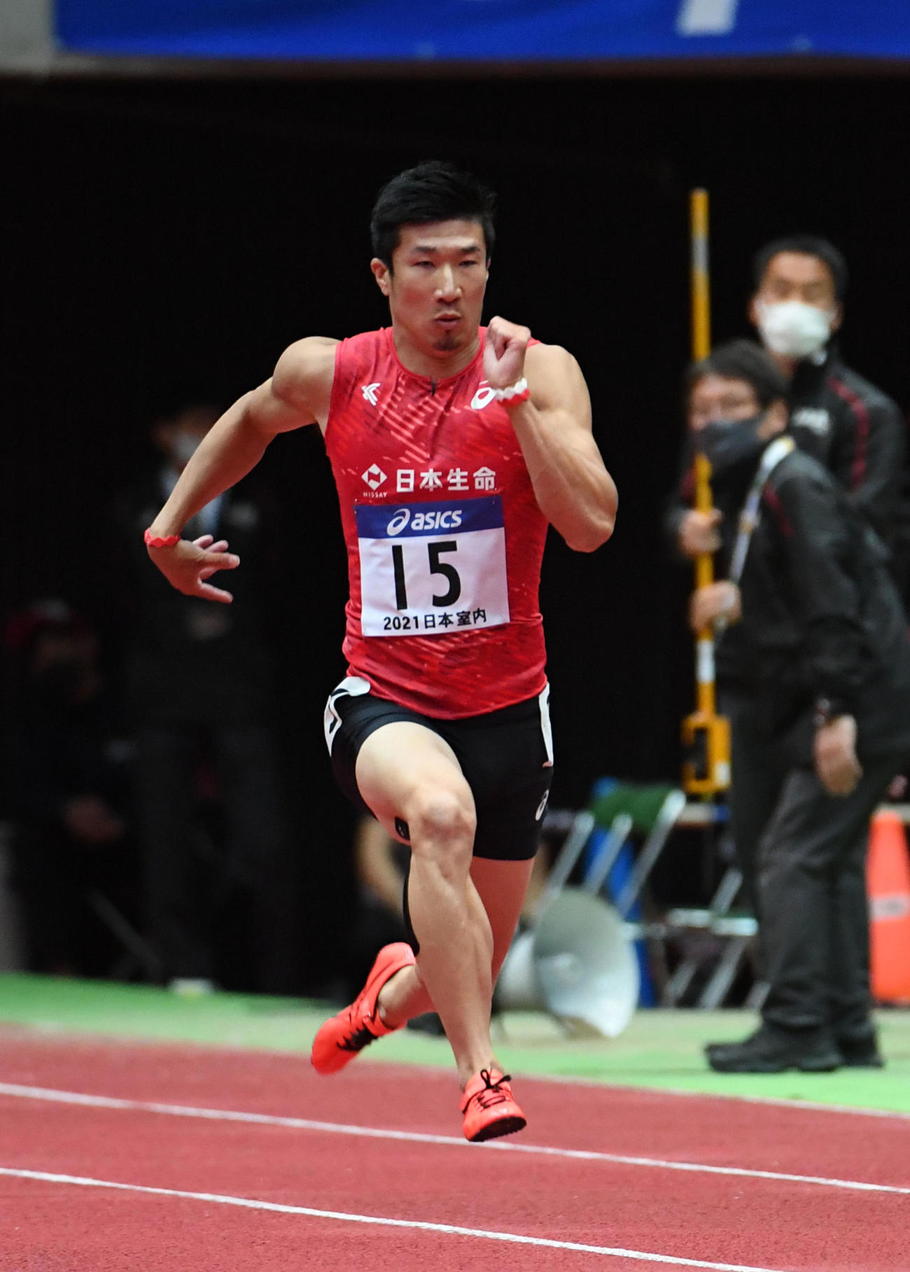 男子60メートル予選で走る桐生祥秀（撮影・前岡正明）