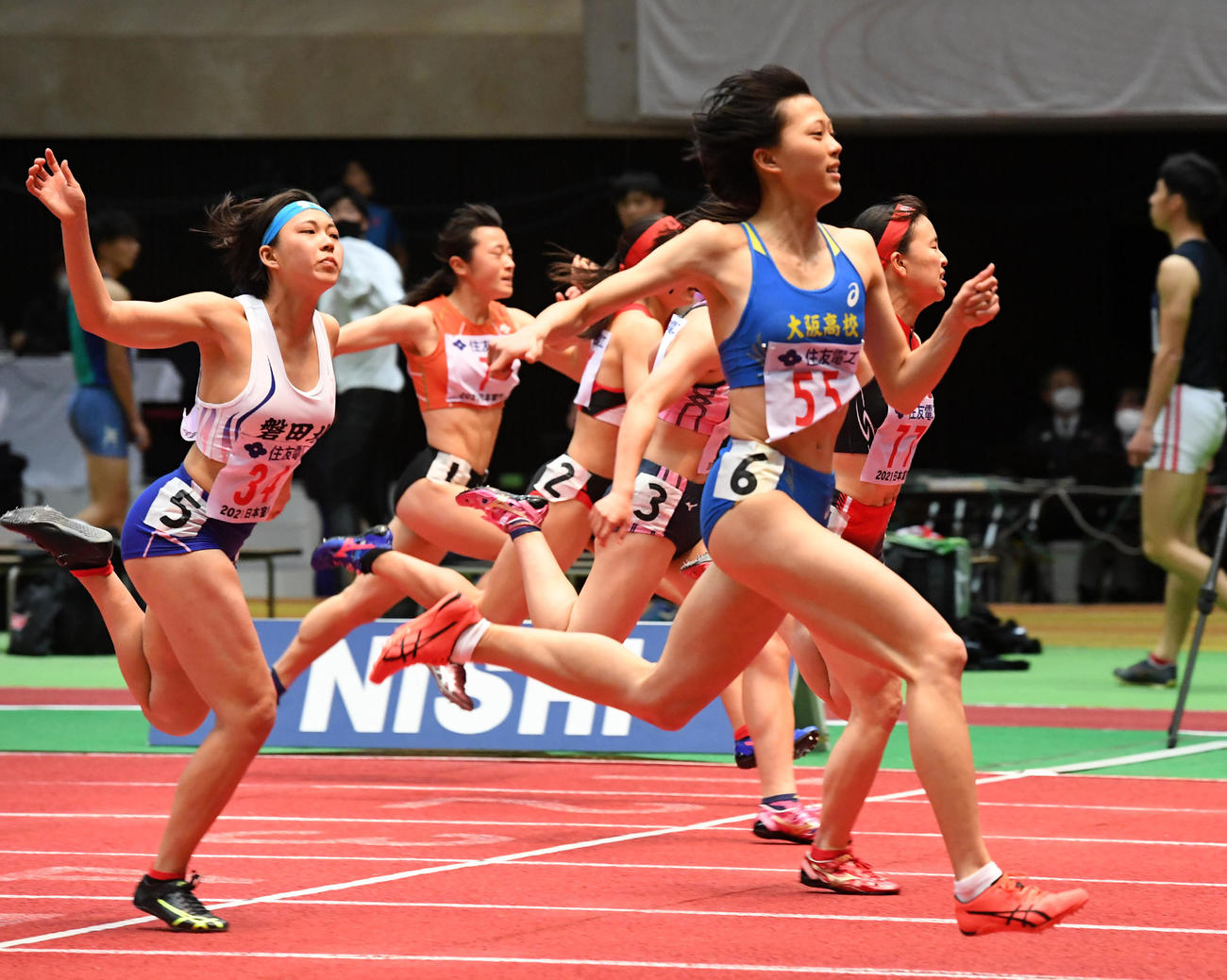 女子U20・60メートルでU20室内日本新で優勝した青山華依（撮影・前岡正明）