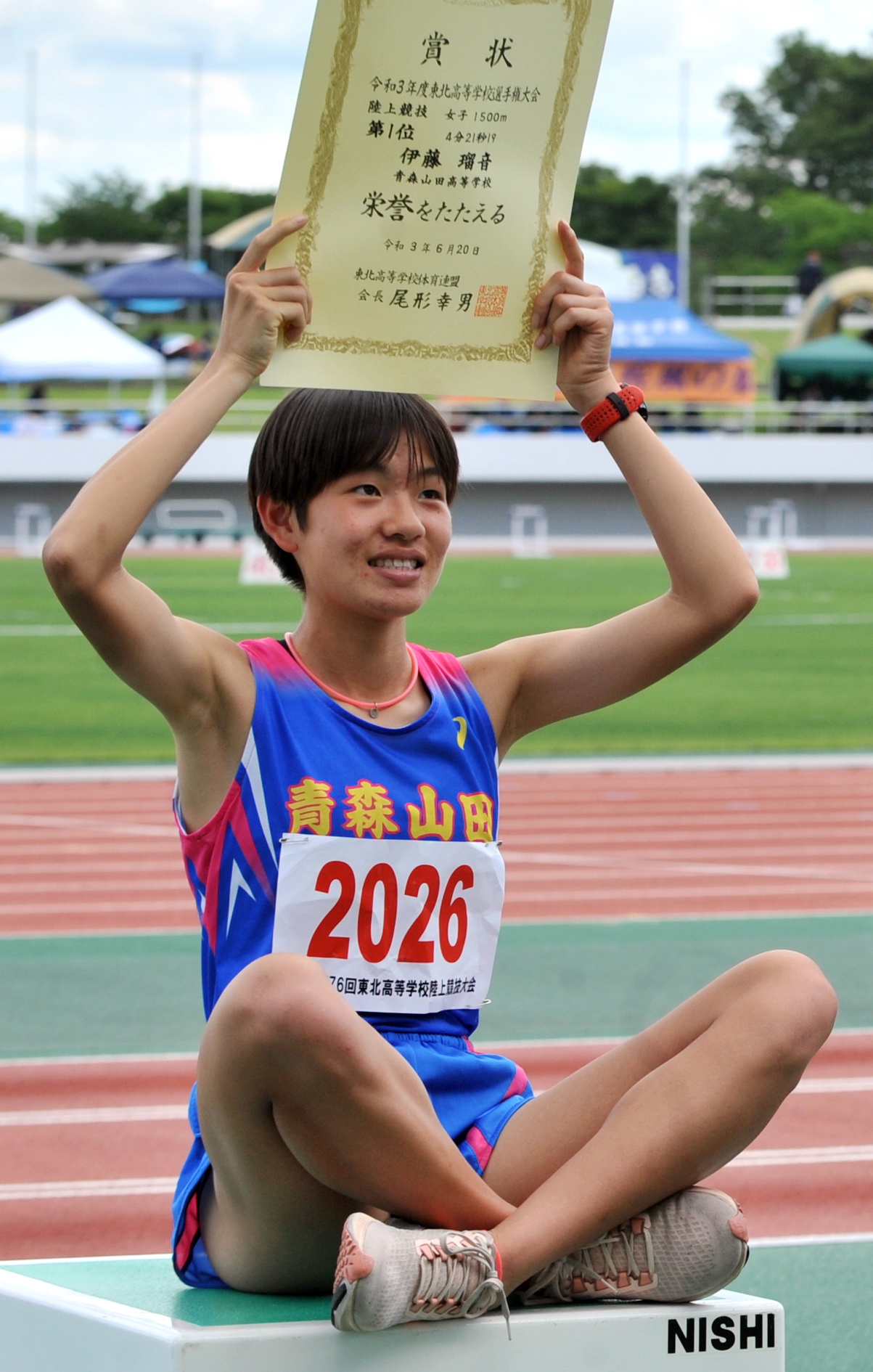 東北高校選手権・女子1500メートルを制した伊藤（2021年6月20日撮影）