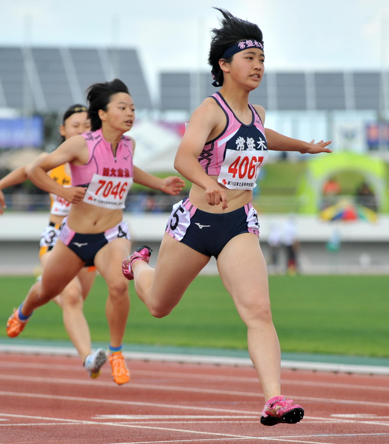 佐藤美は東北高校選手権・女子200メートル決勝で唯一の24秒台で短距離2冠を決める（2021年6月22日撮影）