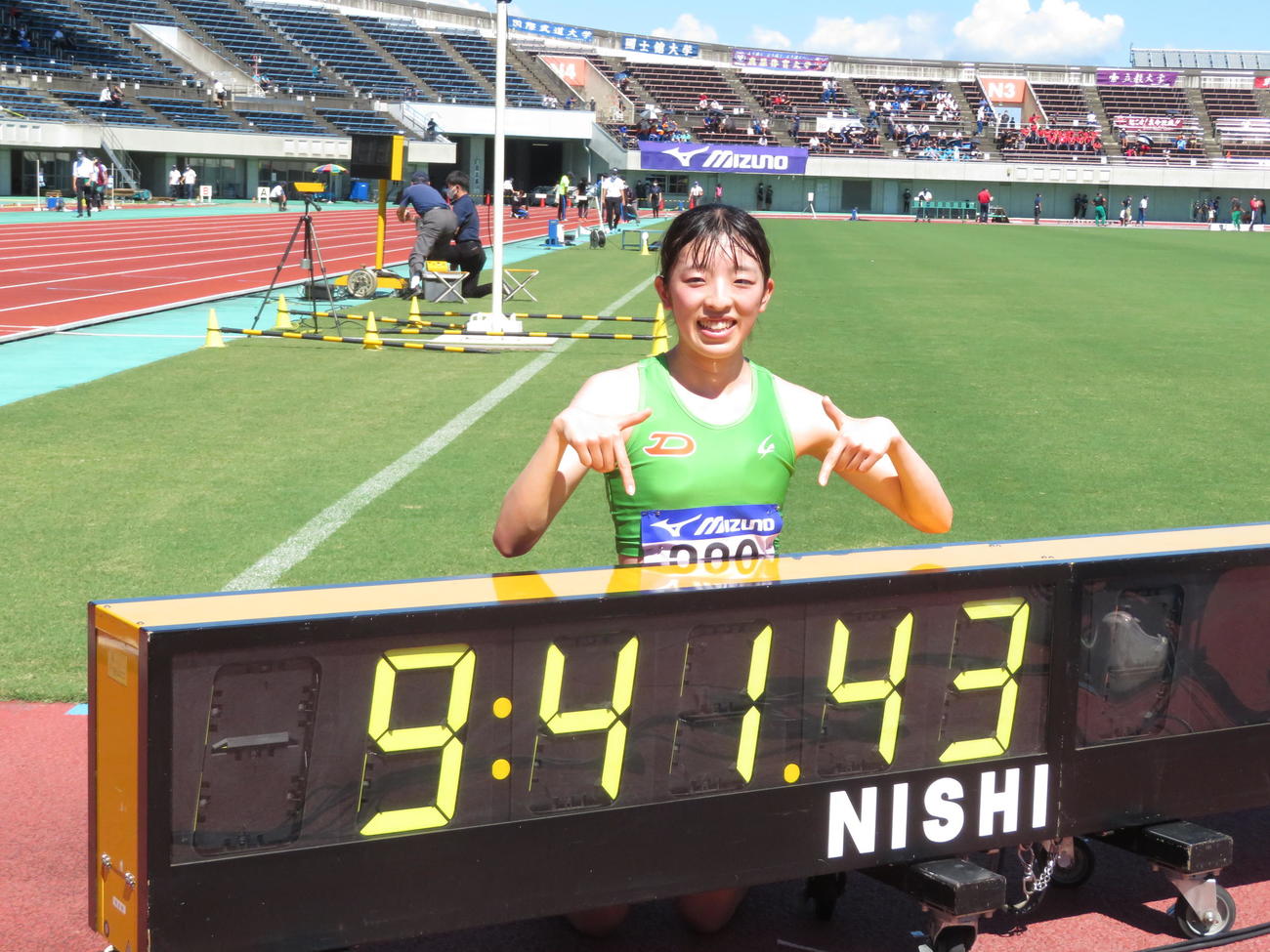 女子3000メートル障害で、日本学生記録を更新し、3連覇した吉村玲美（撮影・近藤由美子）