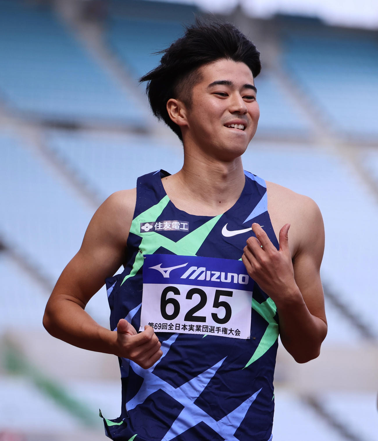 男子100メートル予選2組　10秒36で同組1位となる多田修平（撮影・清水貴仁）