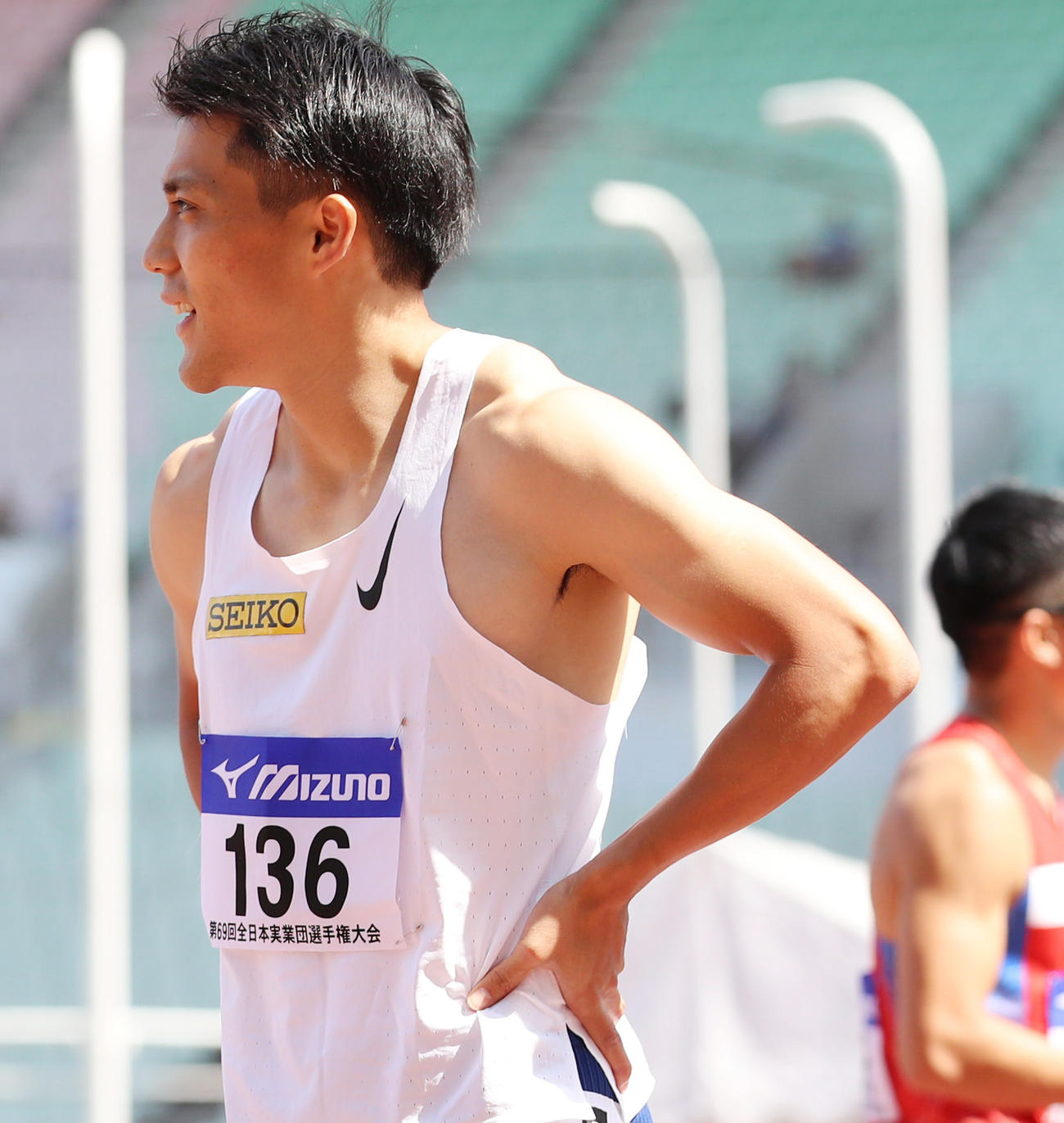 男子100メートル予選1組　10秒43で同組2位となる山県亮太（撮影・清水貴仁）