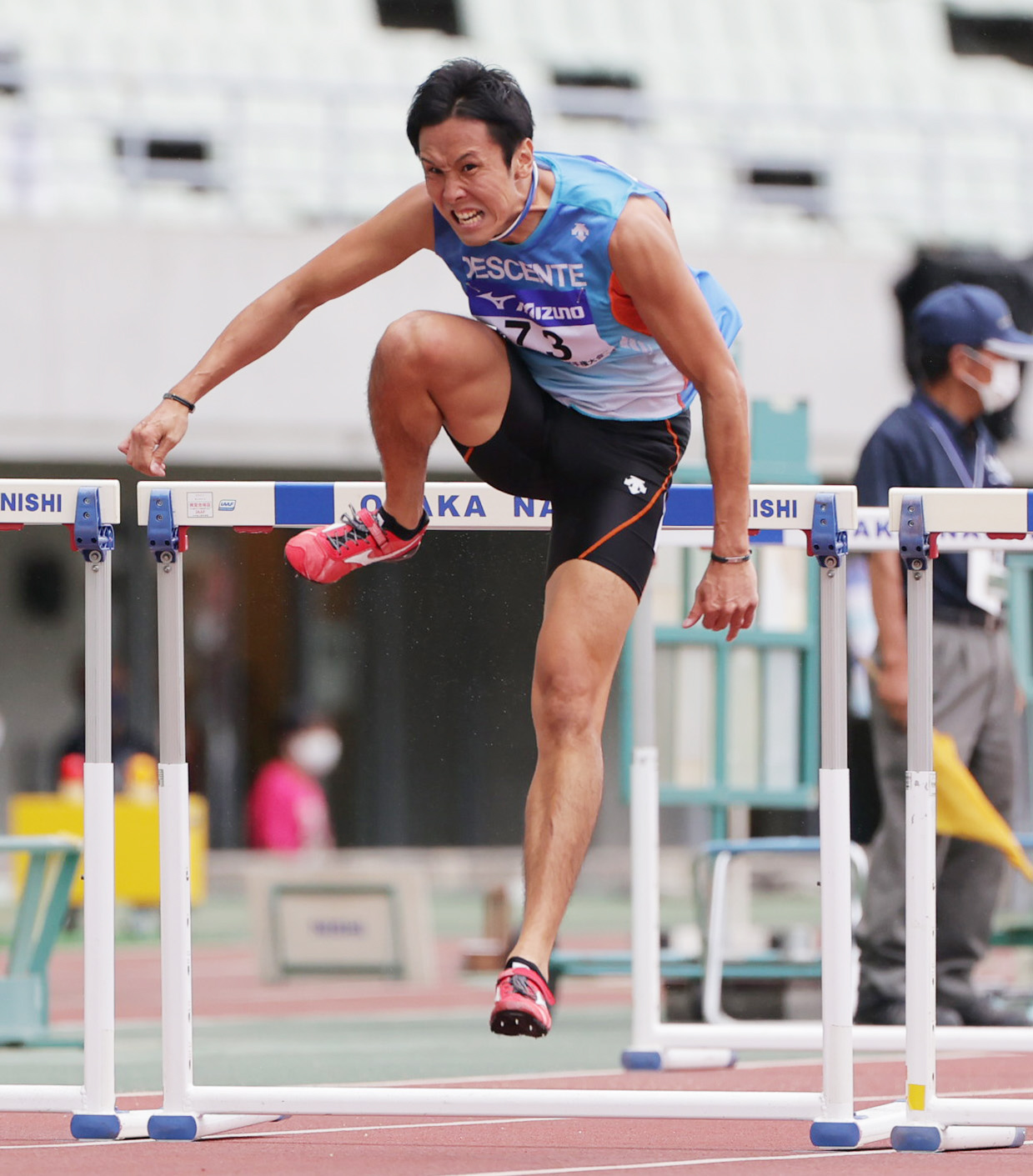 男子110メートル障害予選2組　13秒97でこの組4位となる矢沢航（撮影・清水貴仁）