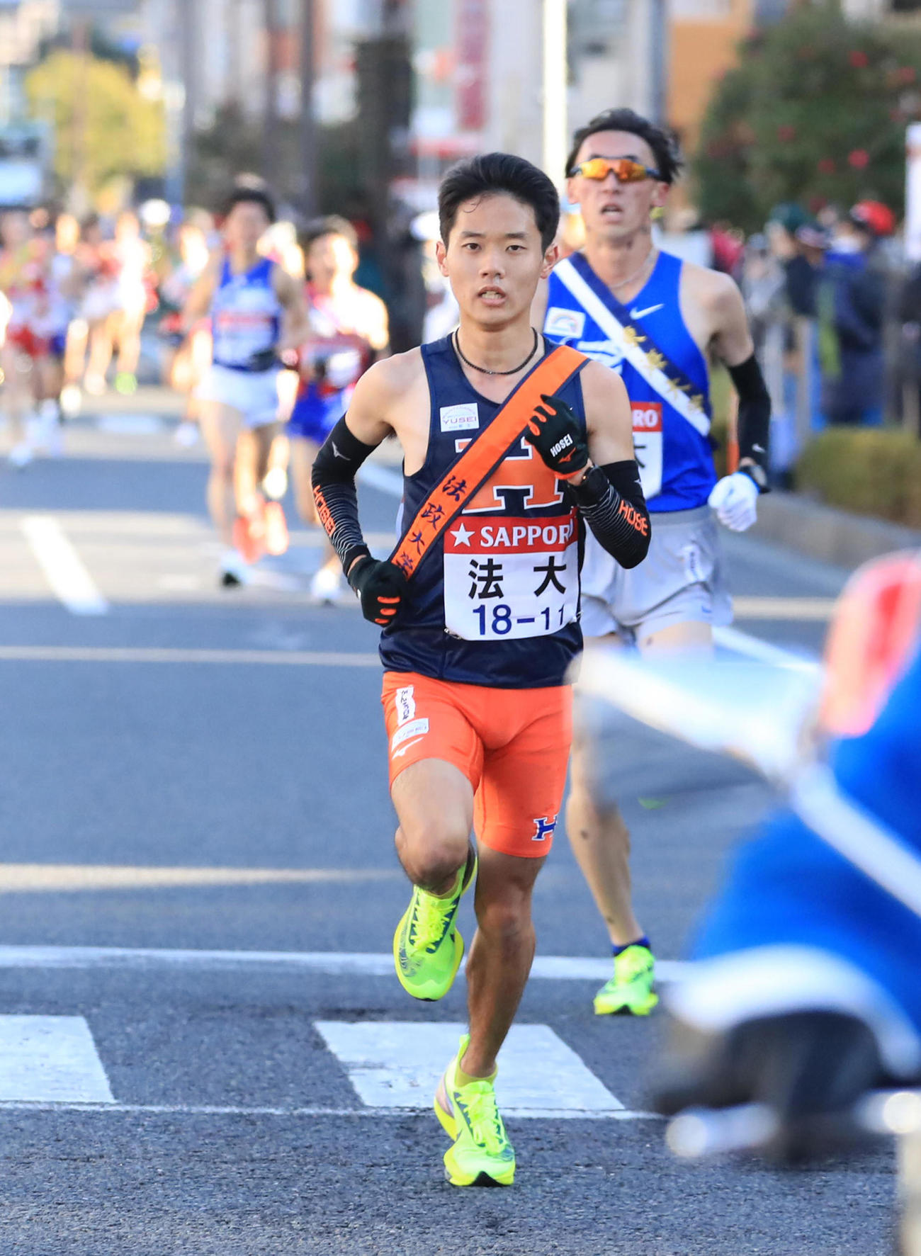 21年1月2日　1区、先頭に立つ法大・鎌田航生（代表撮影）