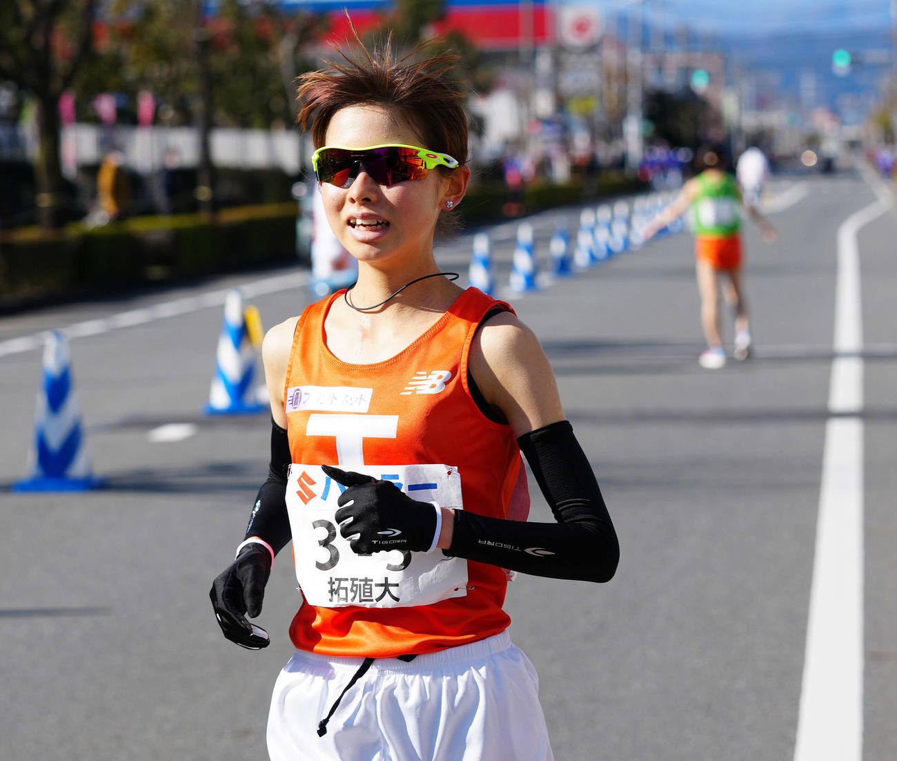全日本大学女子選抜駅伝の5区で10人抜きを達成した拓大・不破（撮影・江口和貴）