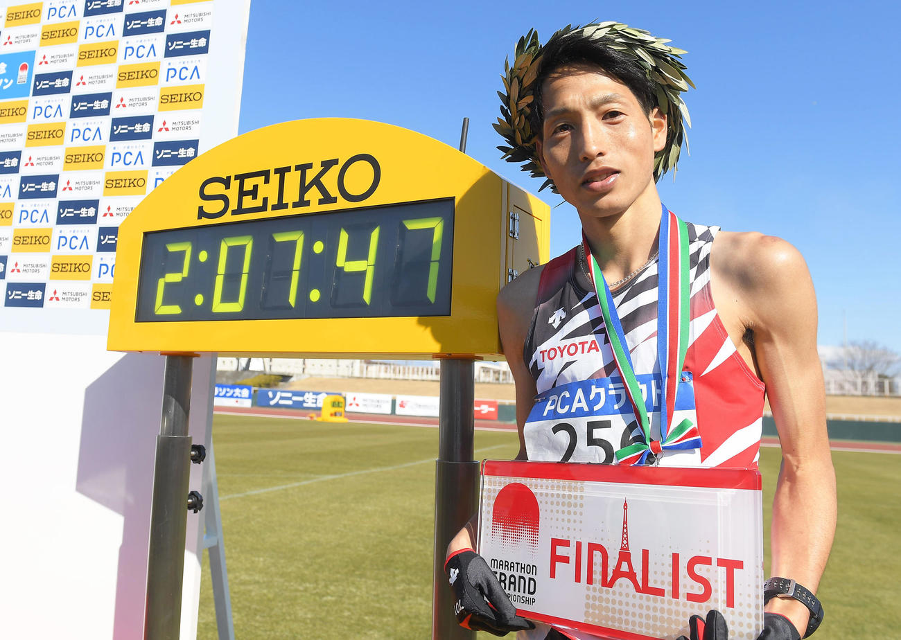 大会記録でフィニッシュした西山（代表撮影）