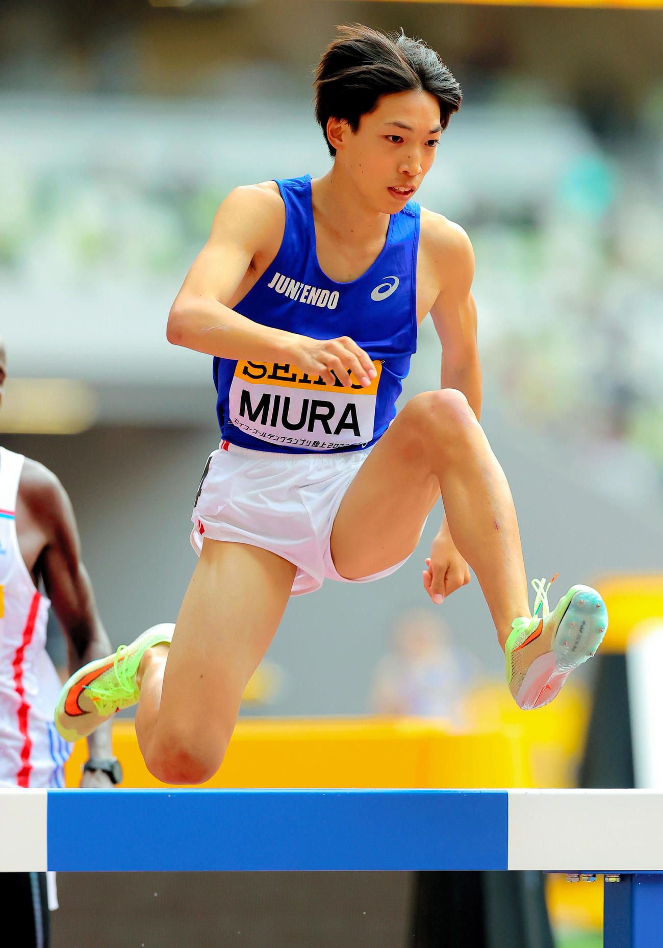 陸上セイコー・ゴールデングランプリ2022東京　男子3000メートル障害で優勝した三浦龍司（代表撮影）