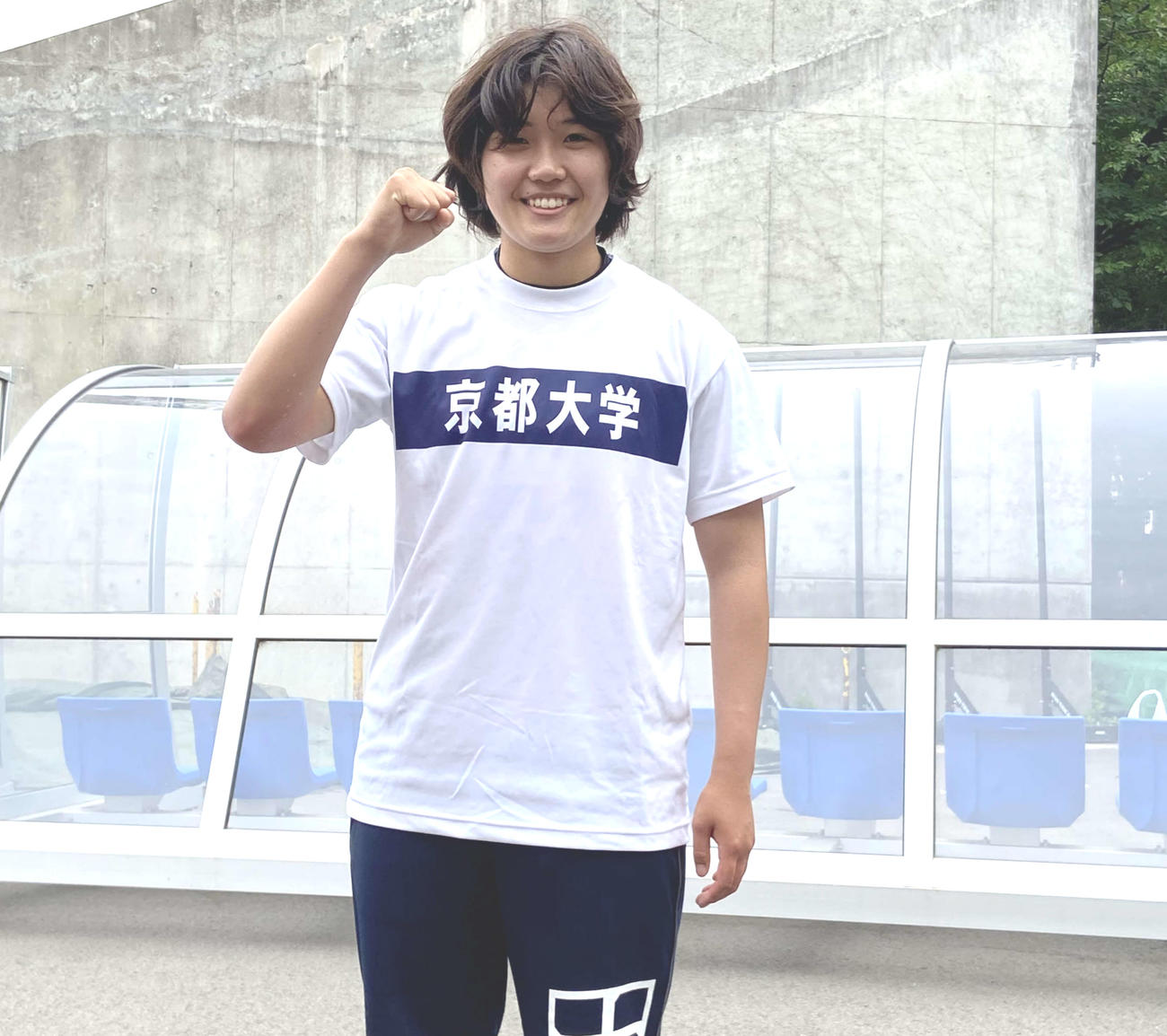 京大女子史上初の優勝を決めガッツポーズをする篠田佳奈（撮影者・波部俊之介）