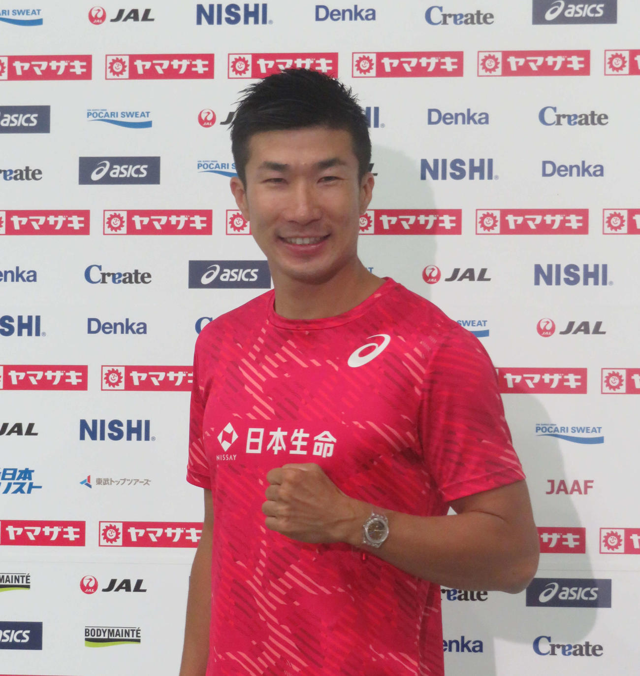 日本選手権に向けて前日会見に臨む桐生祥秀
