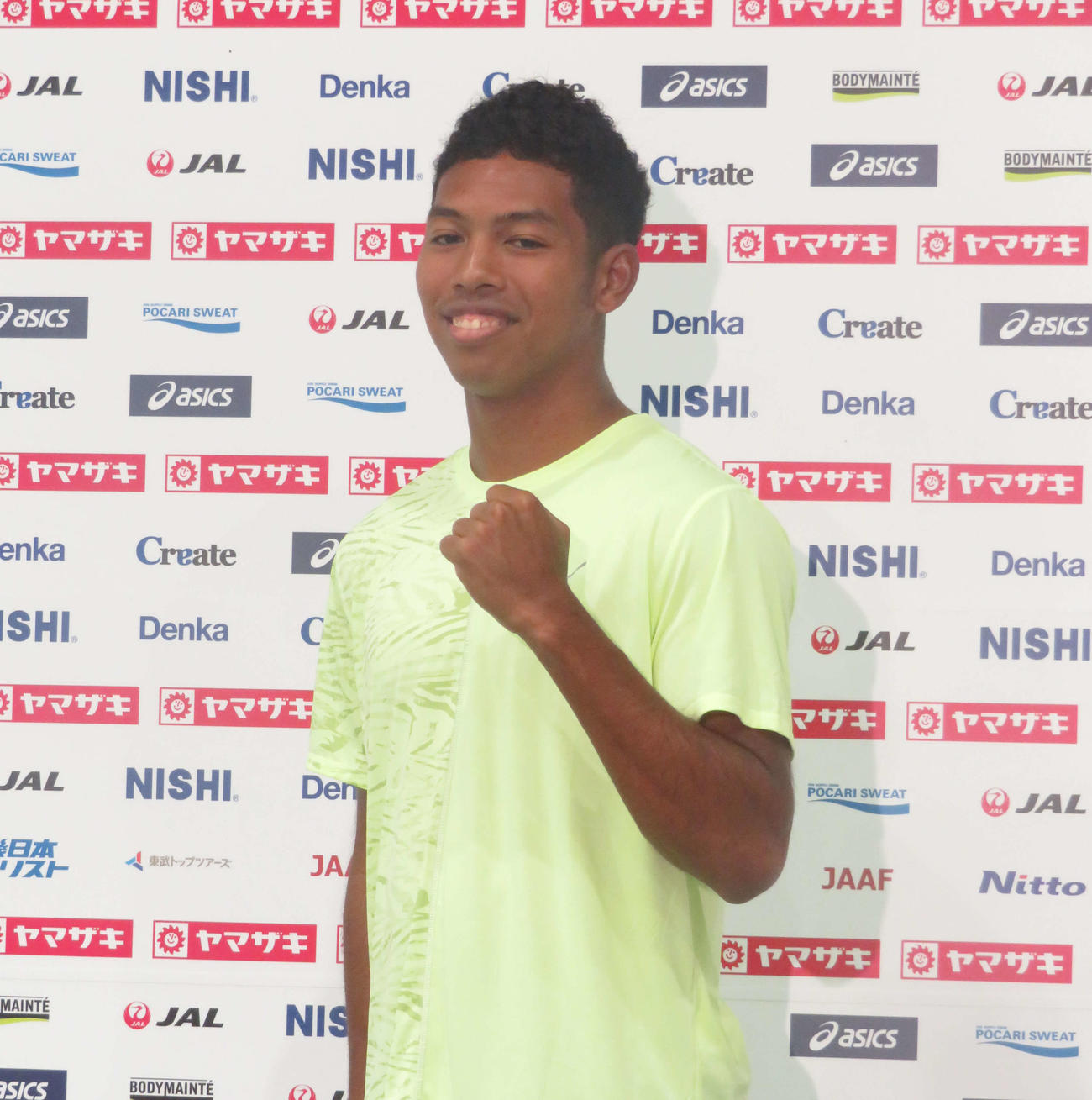 日本選手権に向けて前日会見で意気込みを語るサニブラウン・ハキーム