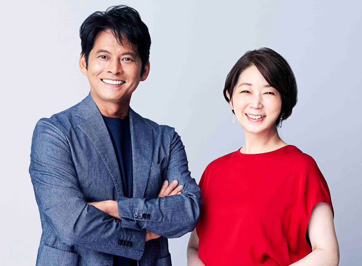TBS系で放送する「世界陸上オレゴン」メインキャスターの織田裕二（左）と中井美穂