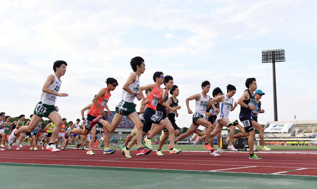 男子1万メートル　1組　28分55秒63で1位の東海大吉田響（撮影・たえ見朱実）