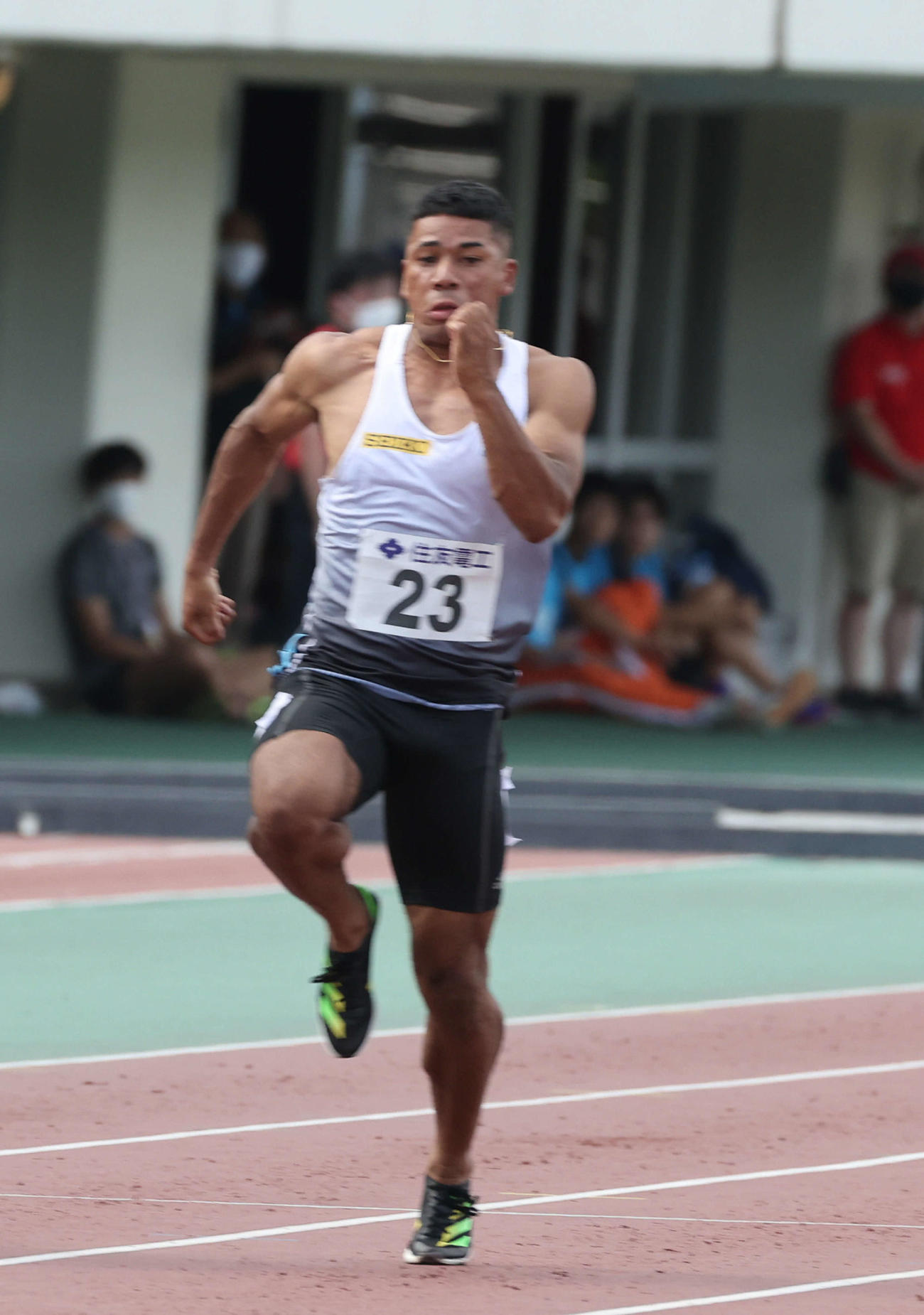 布勢スプリント2022　布勢スプリント2022 GP男子100メートル決勝　優勝したデーデー・ブルーノ（SEIKO)（撮影・加藤孝規）