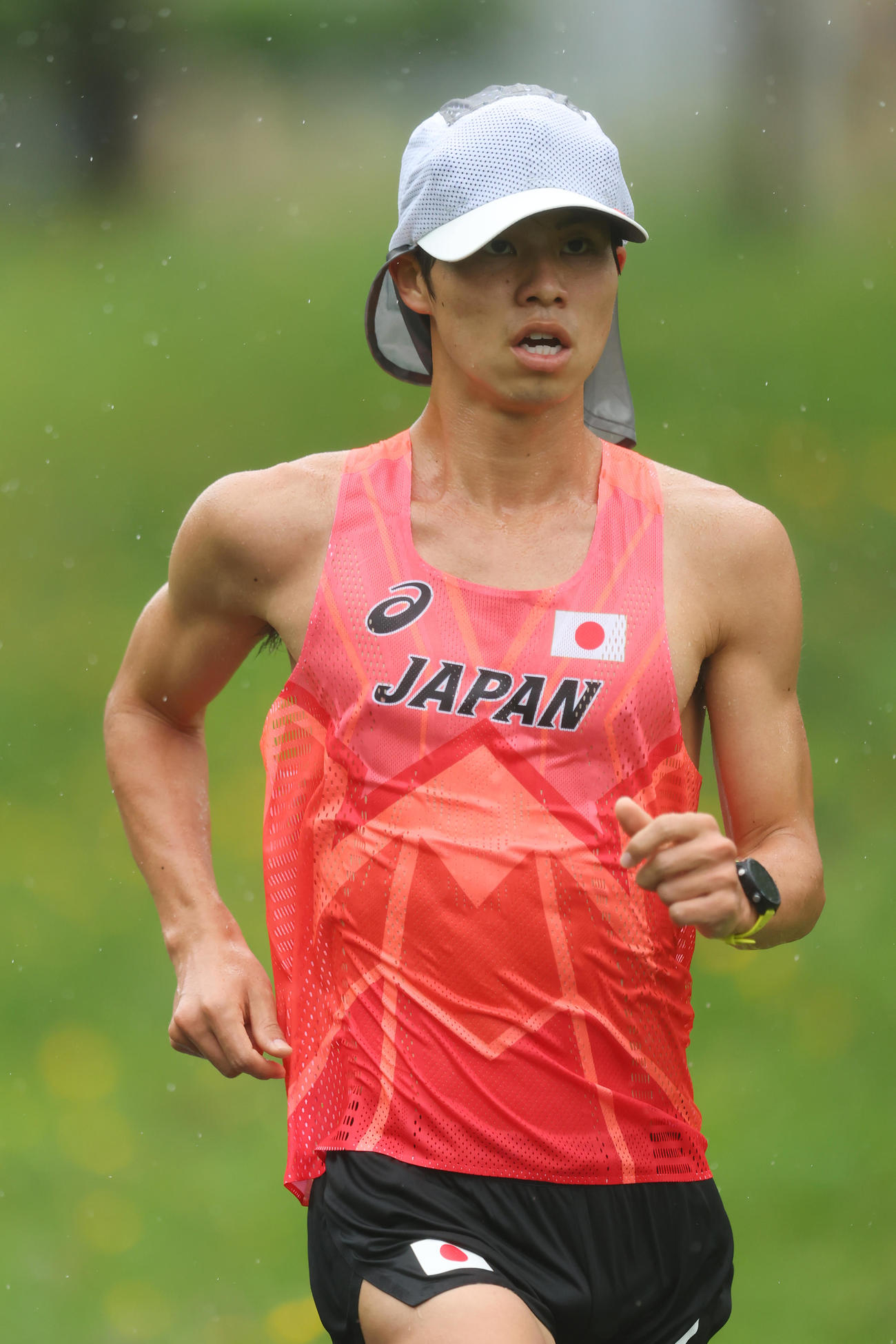 練習に参加する競歩男子の池田（日本陸上競技連盟／アフロスポーツ提供）
