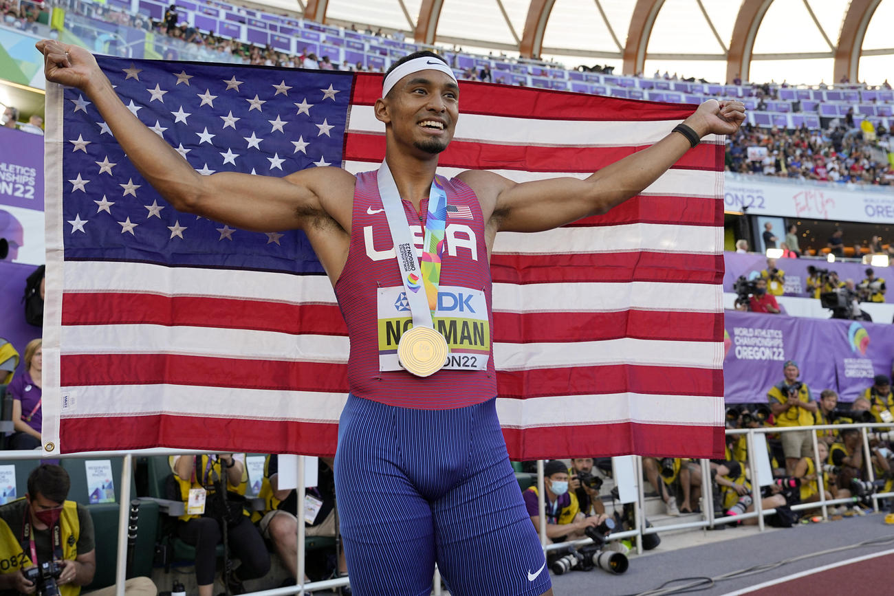 マイケル・ノーマンが男子400ｍで金メダルに輝く（AP）