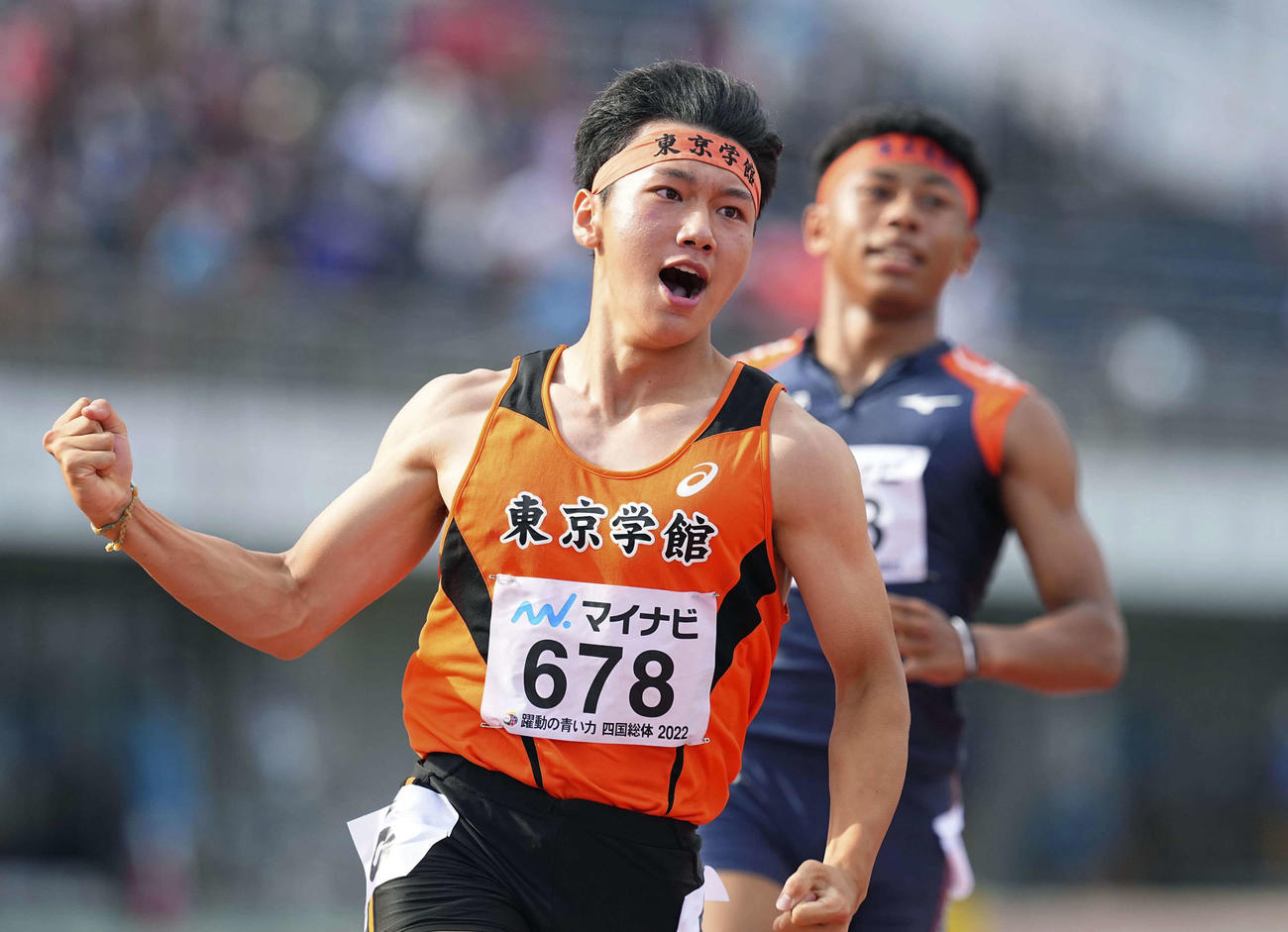 男子100メートルで初優勝の東京学館新潟・関口（共同）