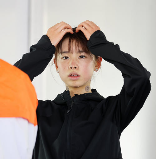 第5区を走り終えた拓大・不破（撮影・鈴木正人）