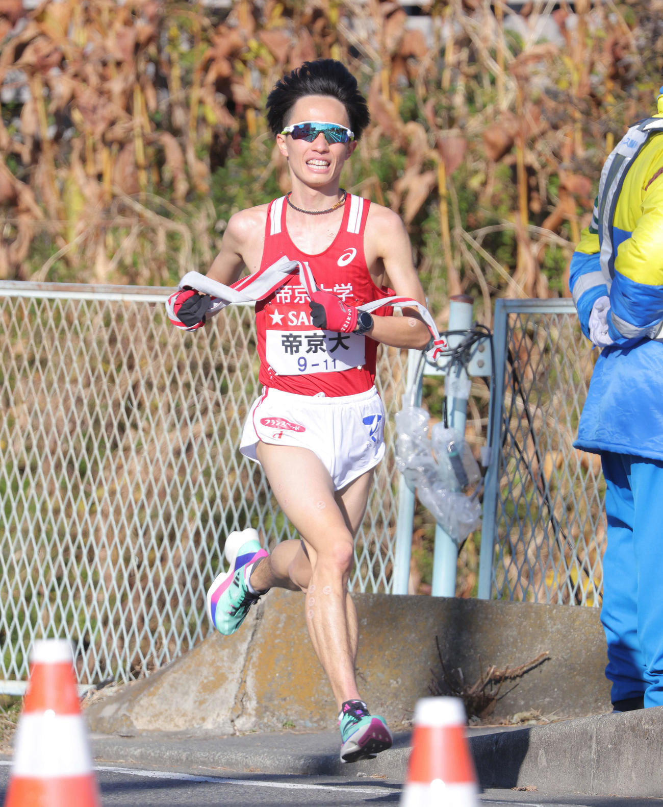 力走する帝京大7区北野（撮影・河田真司）