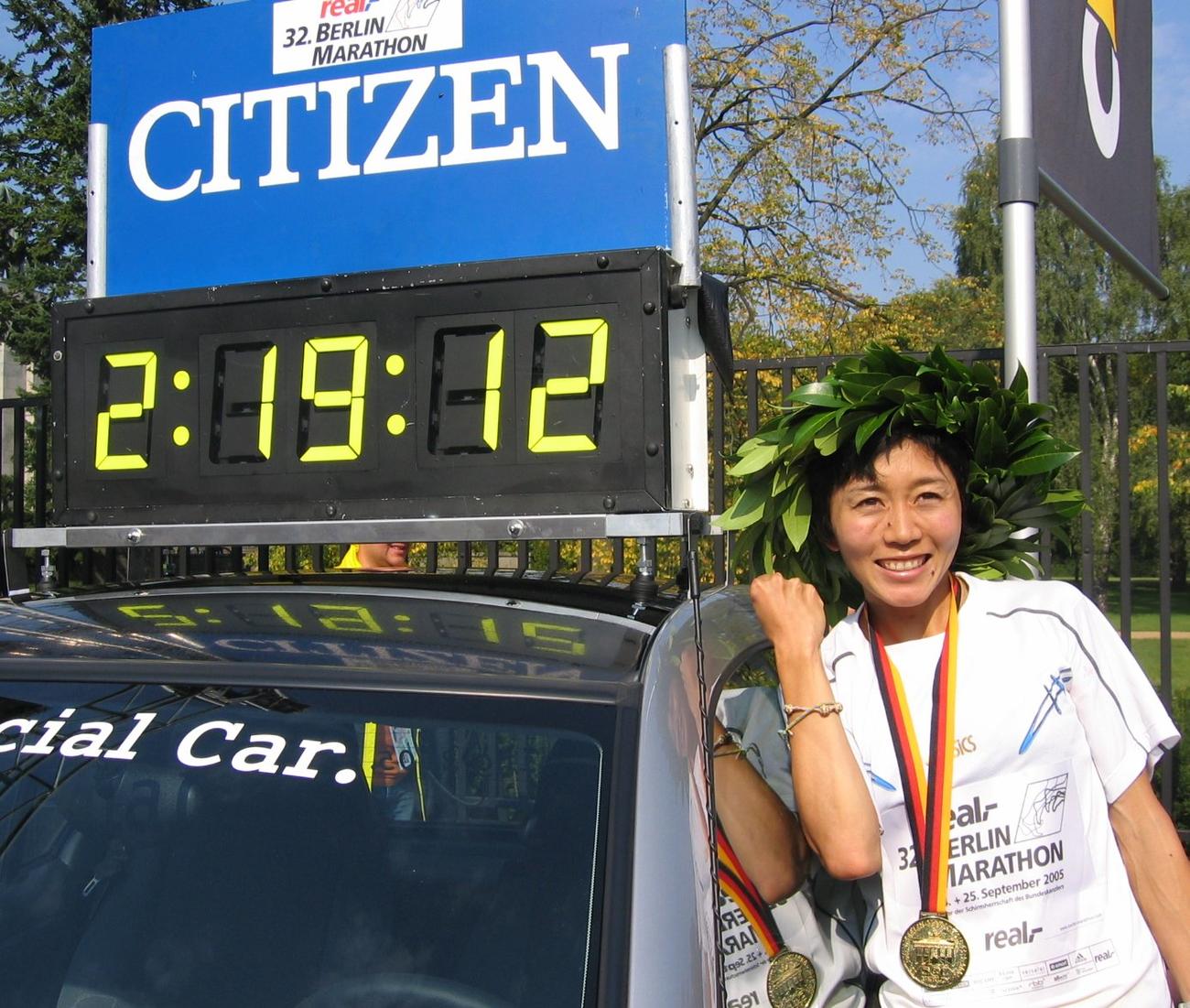 05年9月、ベルリンマラソンで日本記録を打ち立てた野口みずきさん