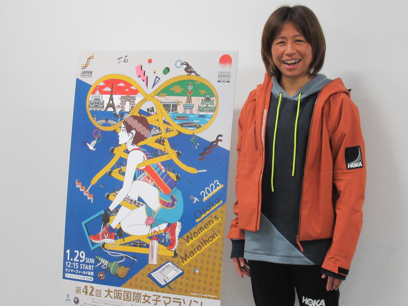 29日の大阪国際女子マラソンでテレビ解説を務める福士加代子さん（撮影・益田一弘）