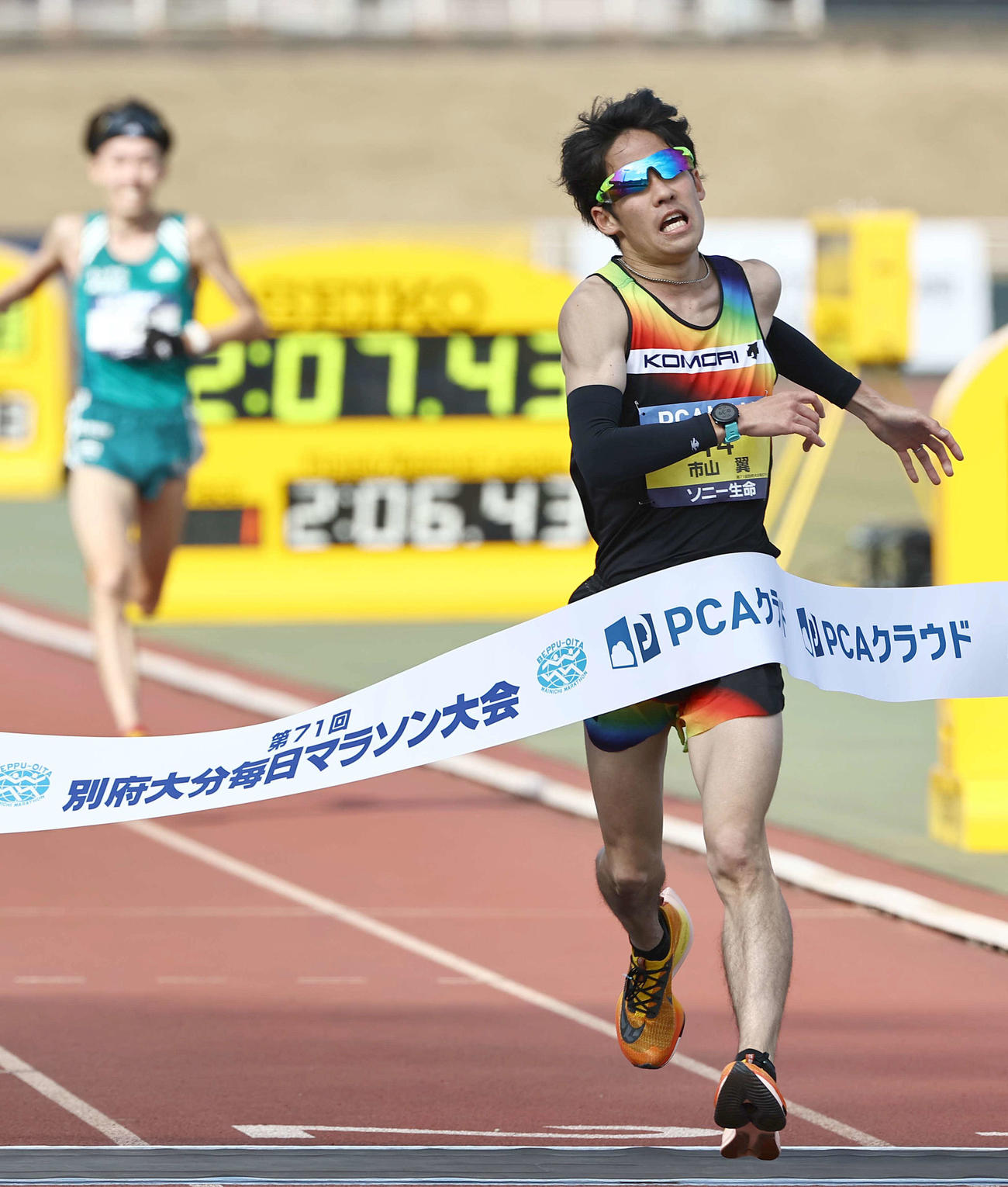 日本人最高の3位でゴールする市山（撮影・上田博志）