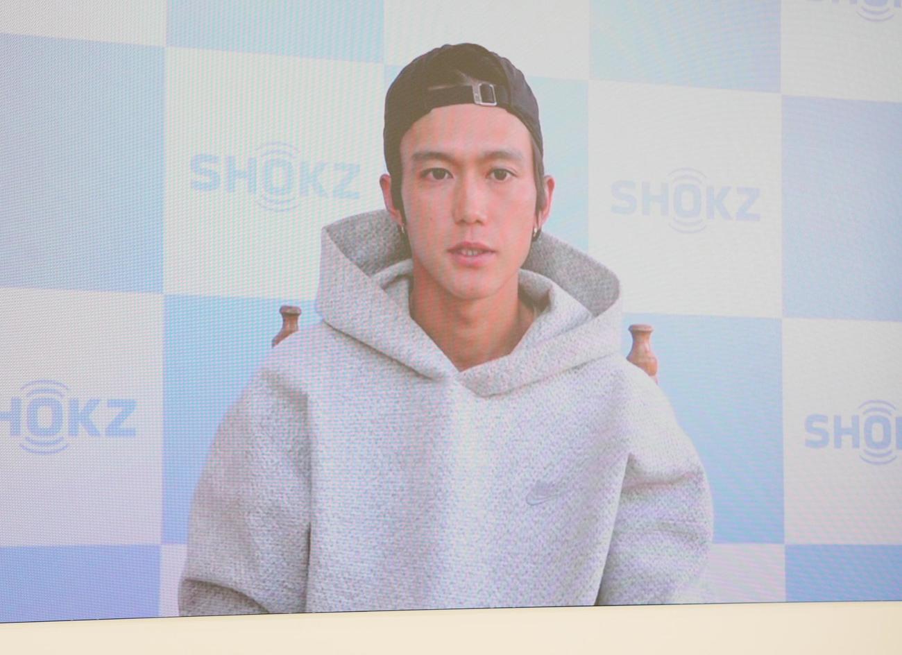 「Shokz」ブランドアンバサダー就任会見にオンラインで登場した大迫（撮影・藤塚大輔）