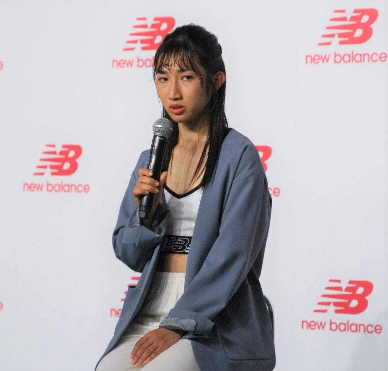 「ニューバランス田中希実選手記者会見」に臨んだ田中（撮影・藤塚大輔）
