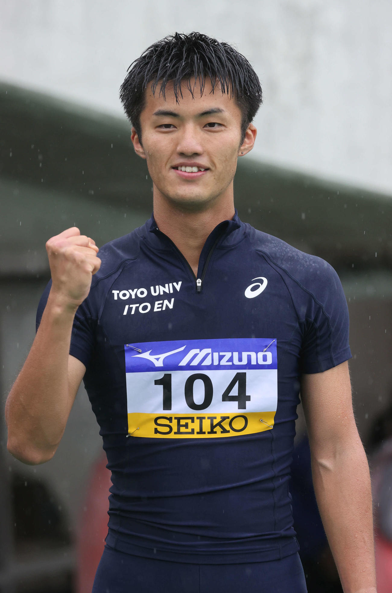 織田幹雄記念国際陸上競技大会　男子100メートル決勝　優勝した柳田大輝（撮影・加藤孝規）