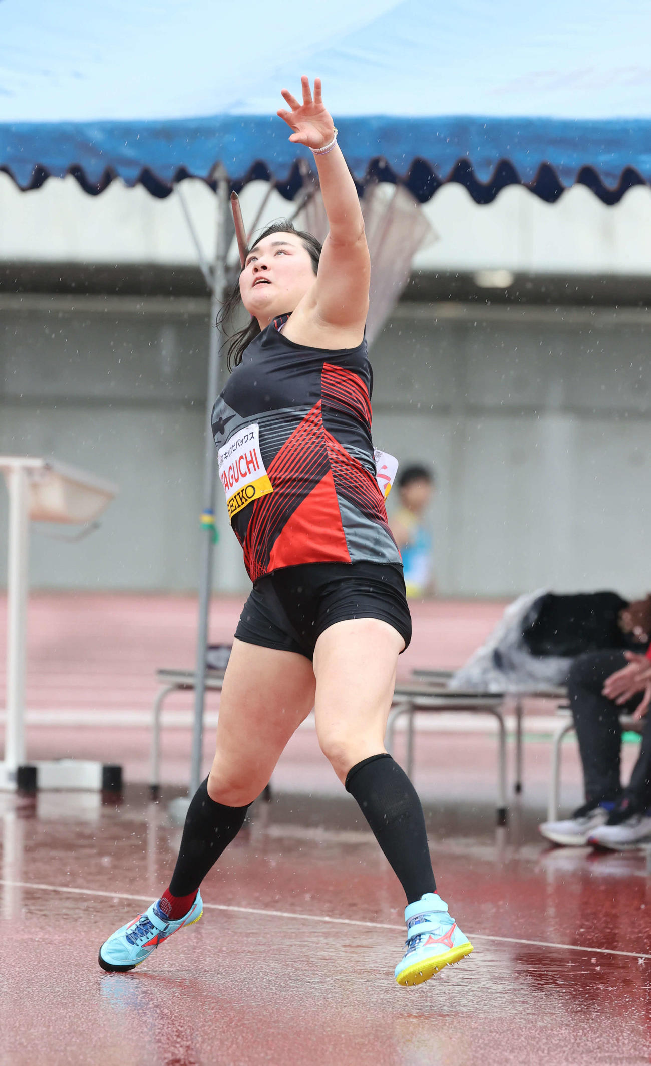 織田幹雄記念国際陸上競技大会　女子やり投げで優勝した北口榛花（6投目）（撮影・加藤孝規）