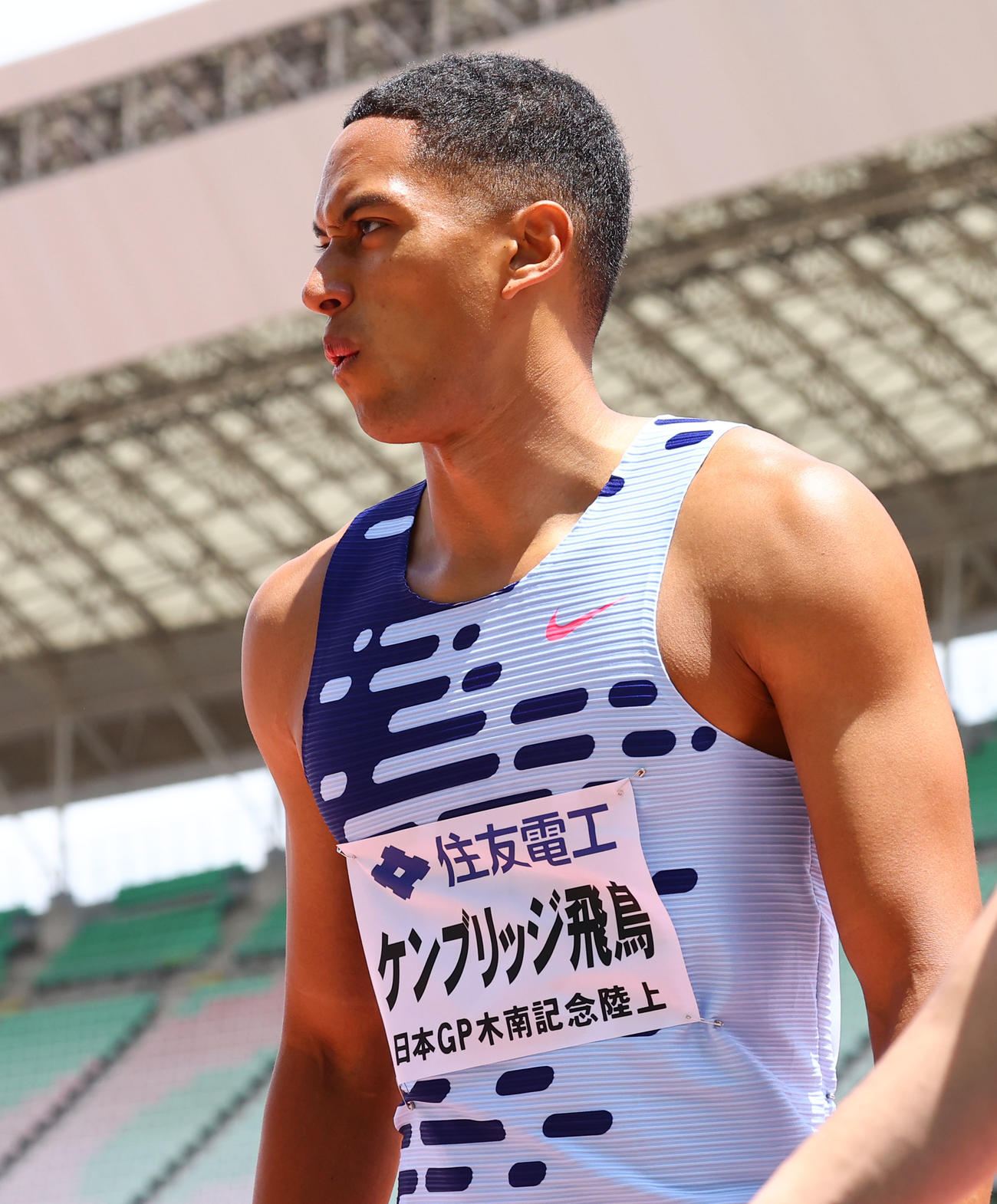 木南道孝記念陸上競技大会　男子100メートル予選　6着で予選敗退したケンブリッジ飛鳥（撮影・藤尾明華）