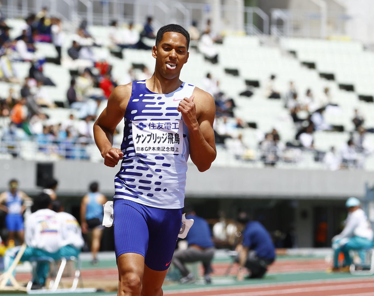 木南道孝記念陸上競技大会　男子100メートル予選　6着で予選敗退したケンブリッジ飛鳥（撮影・藤尾明華）