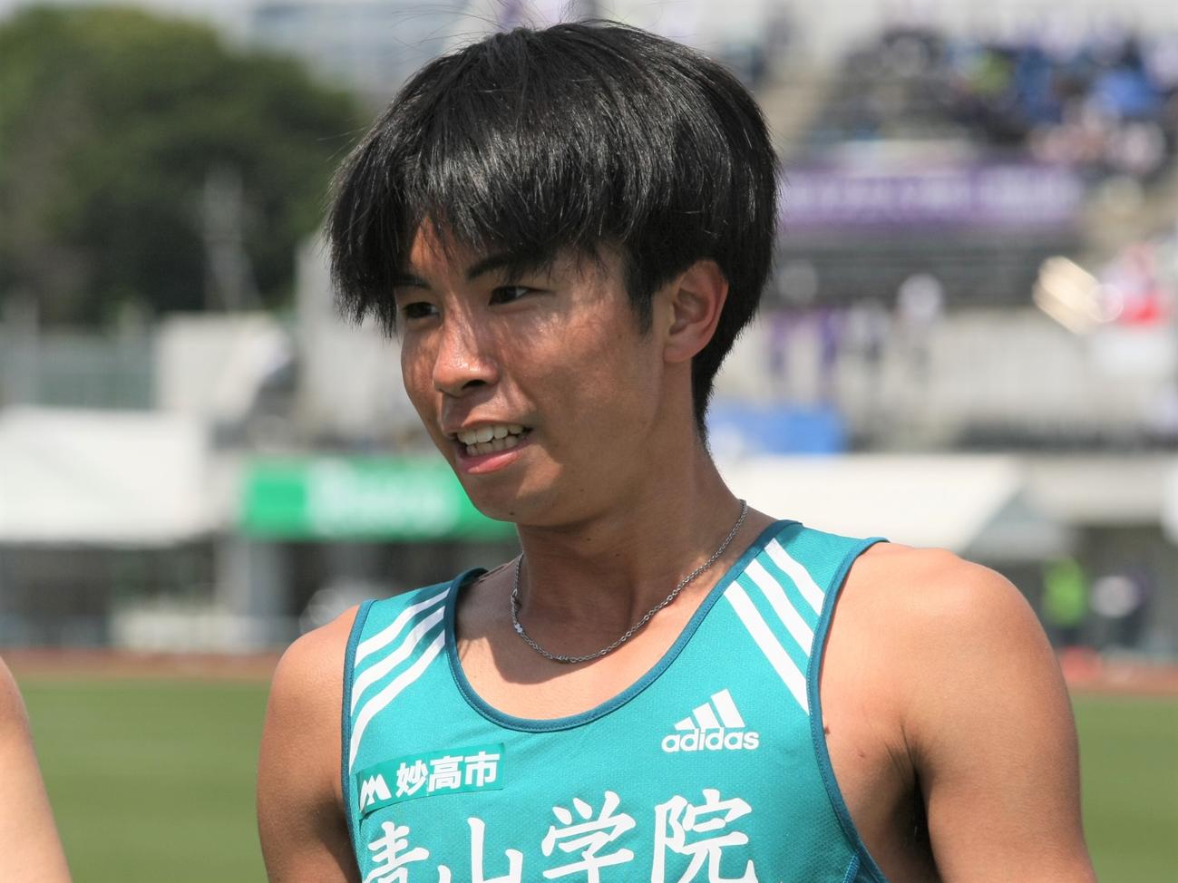 陸上関東インカレ男子2部1500メートル決勝　優勝した青学大・宇田川（撮影・藤塚大輔）