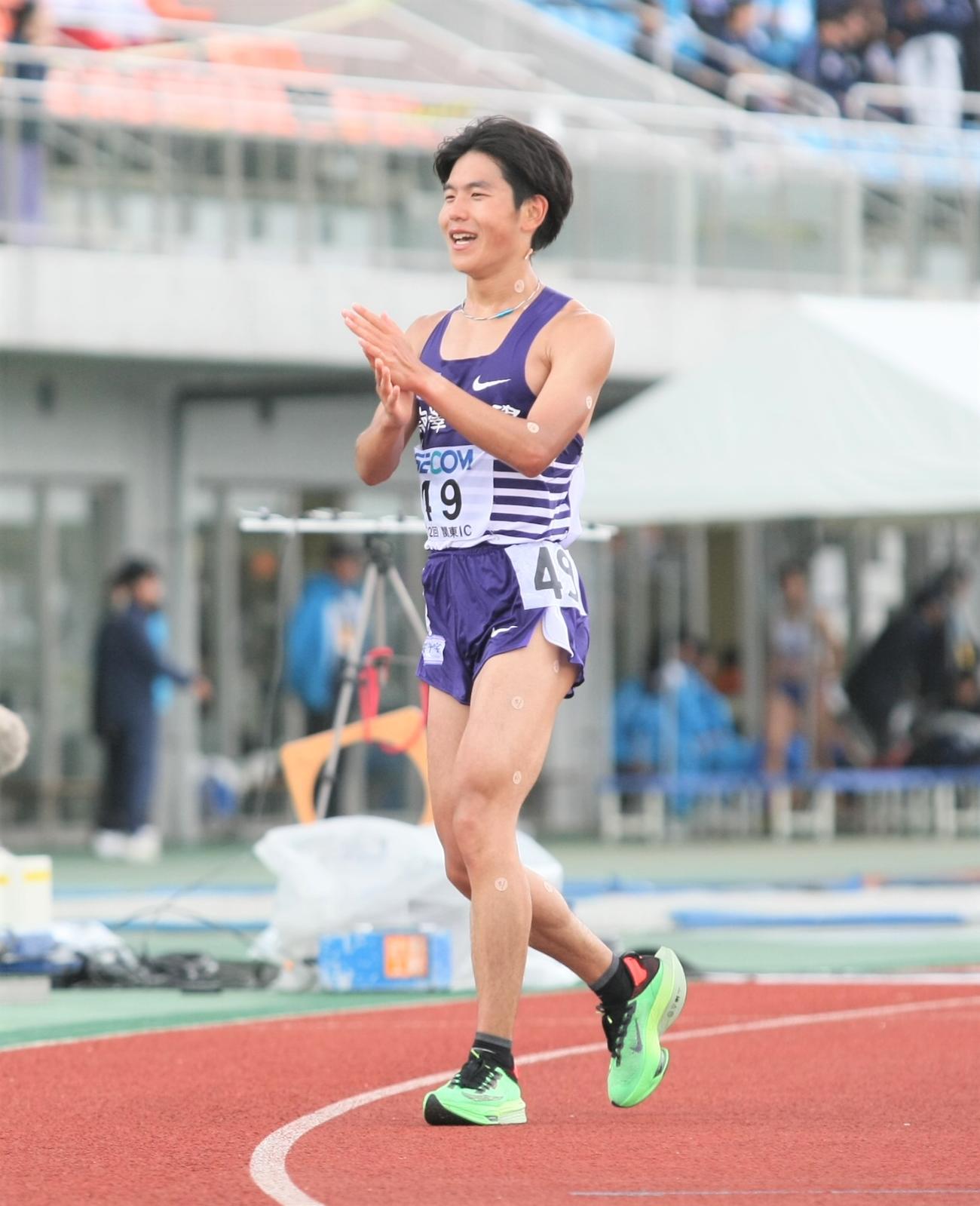 陸上関東インカレ男子2部ハーフマラソン　2位となった駒大・山川（撮影・藤塚大輔）