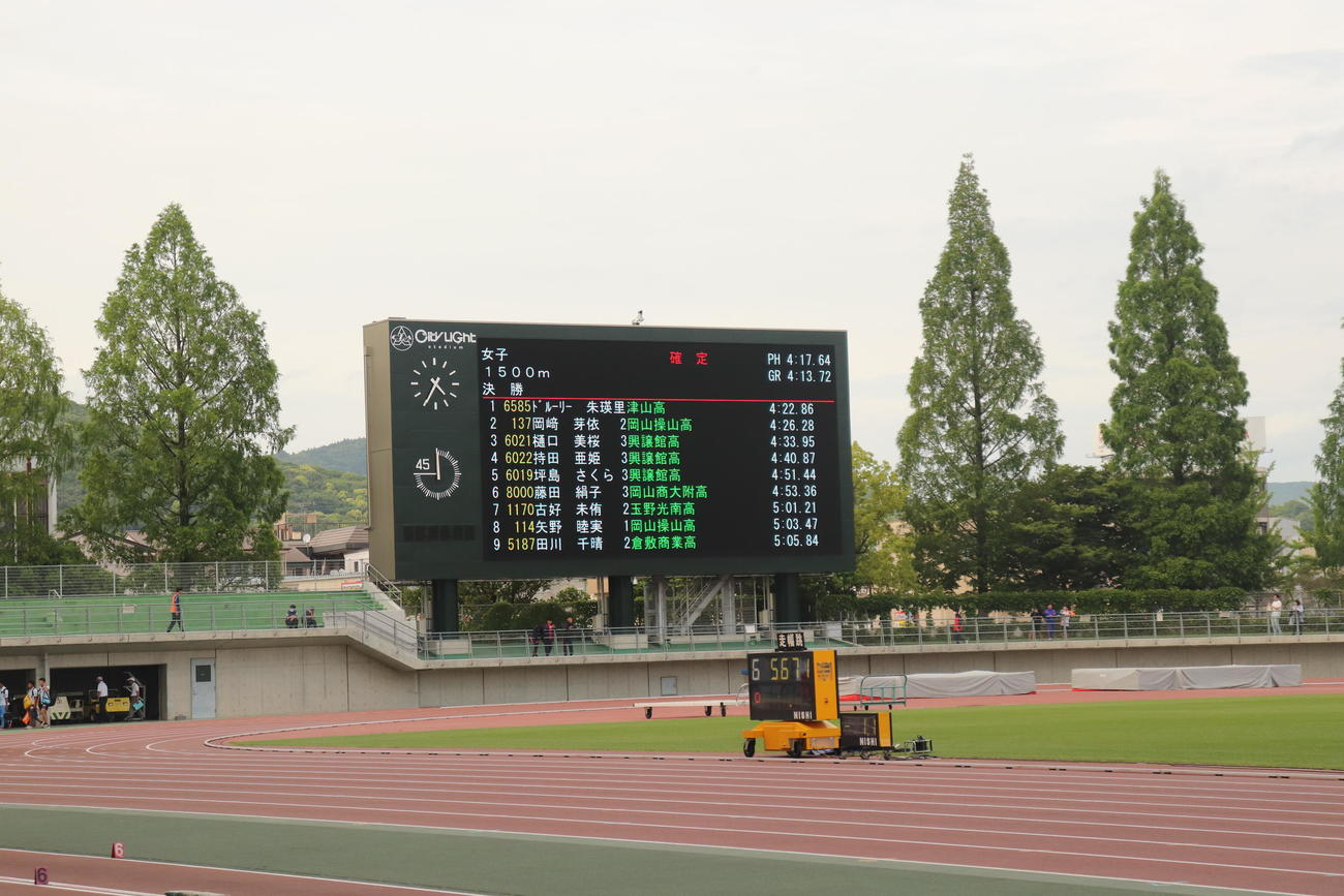 県高校総体の電光掲示板（撮影・竹本穂乃加）