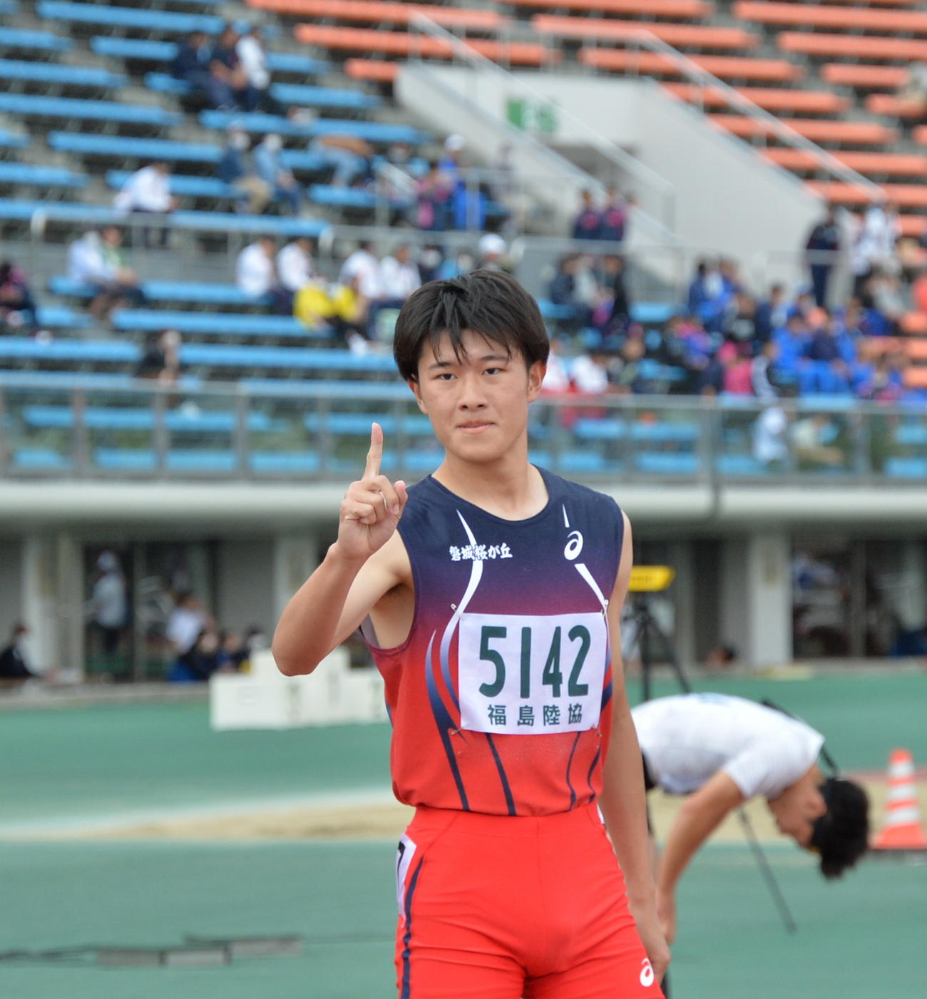 男子400メートル障害　53秒68の自己ベストで優勝した磐城桜が丘・中山（撮影・濱本神威）