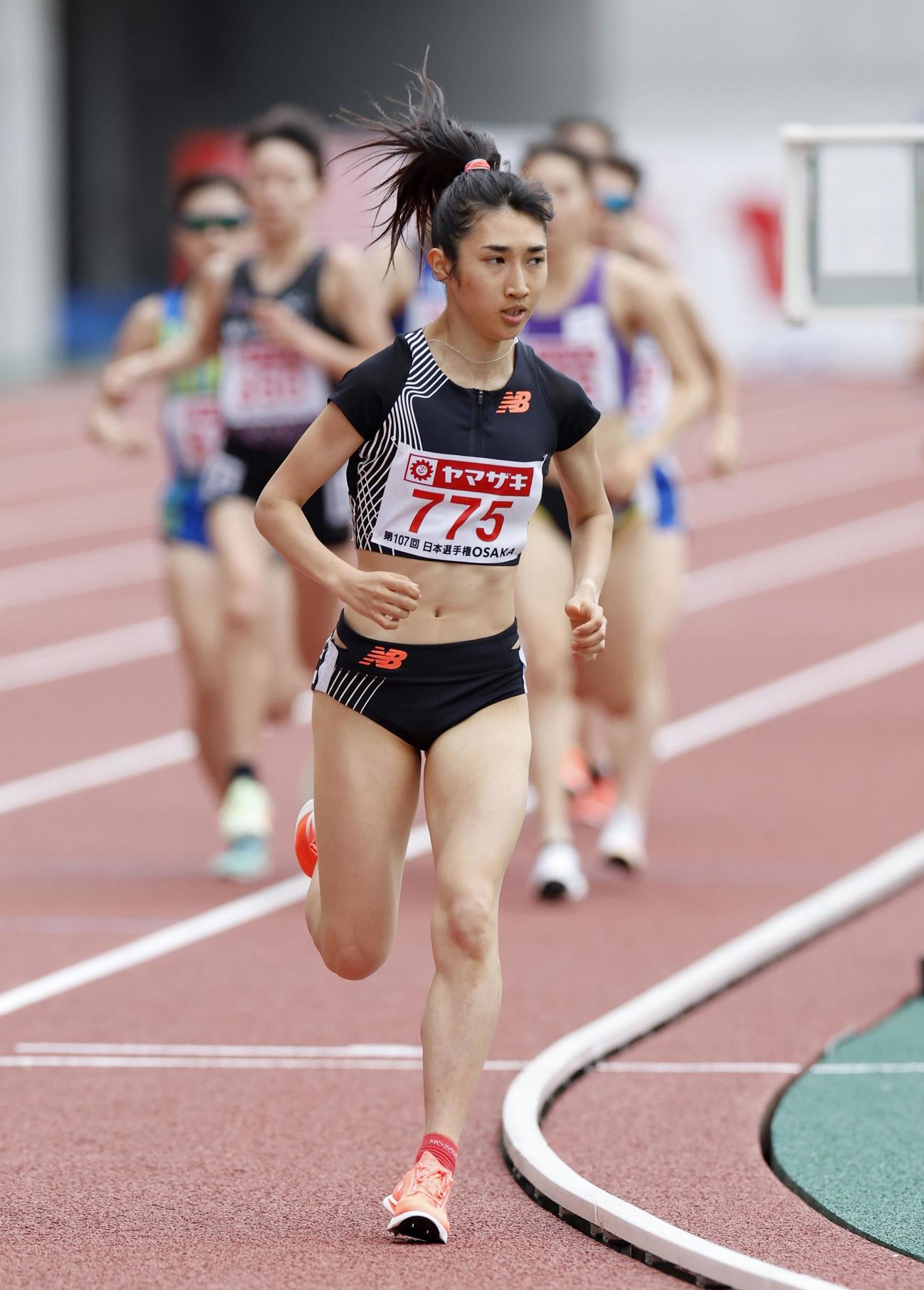 女子1500メートル予選　全体トップで決勝に進んだ田中希実（共同）