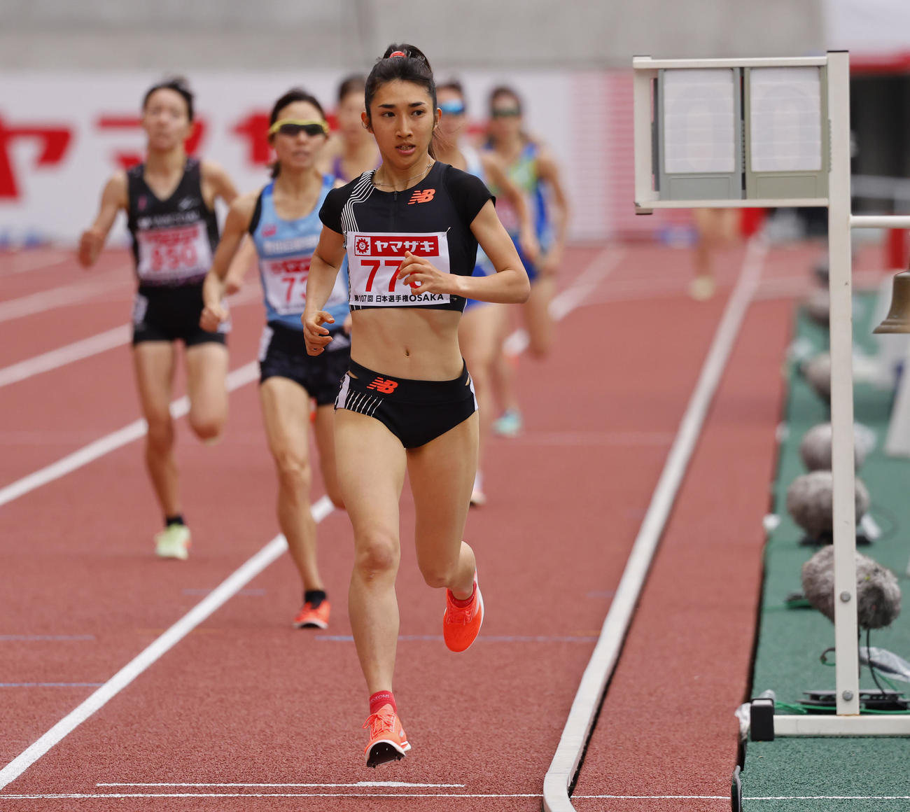 日本陸上競技選手権大会　女子1500メートル　予選1組1着でゴールする田中希実（撮影・藤尾明華）