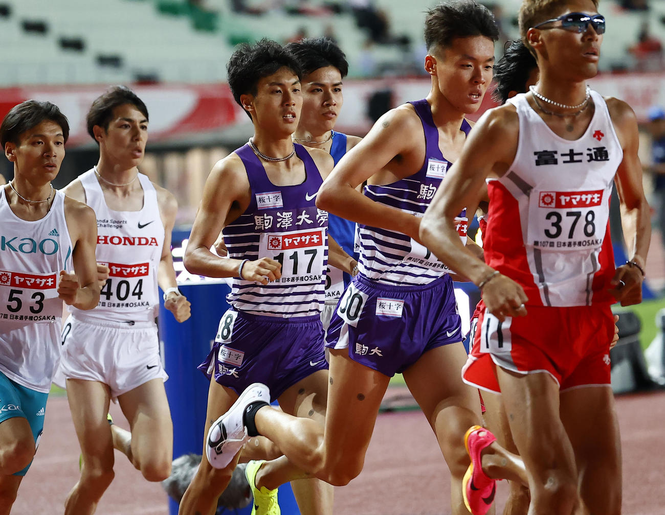 日本陸上競技選手権大会　男子5000メートルで10位の鈴木芽吹（117）（撮影・藤尾明華）