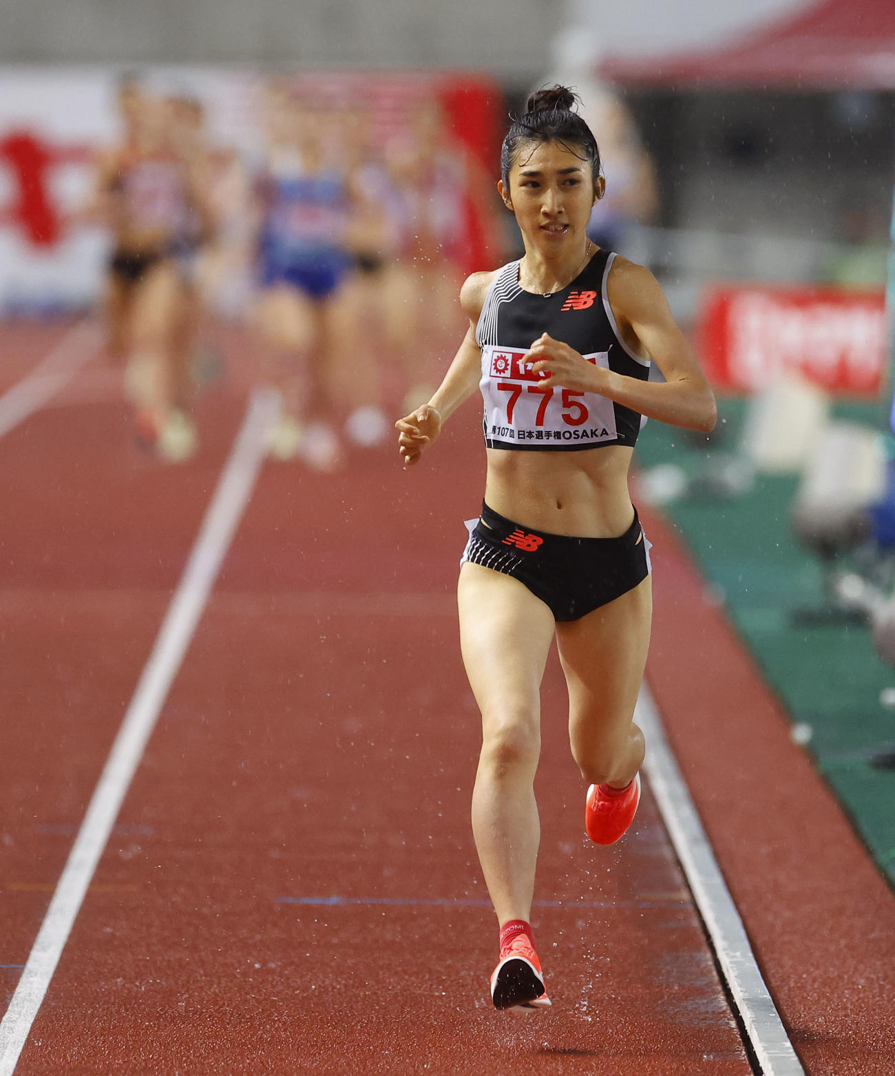 日本陸上競技選手権大会　女子1500メートル決勝で4分8秒29で優勝した田中希実（撮影・藤尾明華）