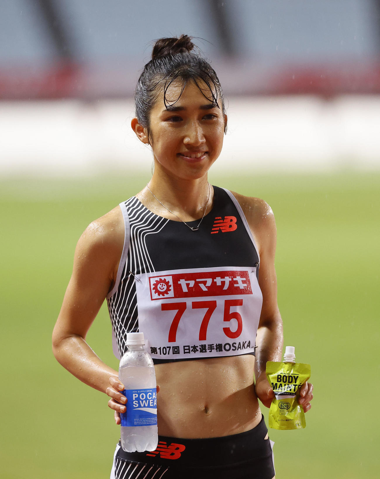 日本陸上競技選手権大会　女子1500メートル決勝で4分8秒29で優勝した田中希実（撮影・藤尾明華）