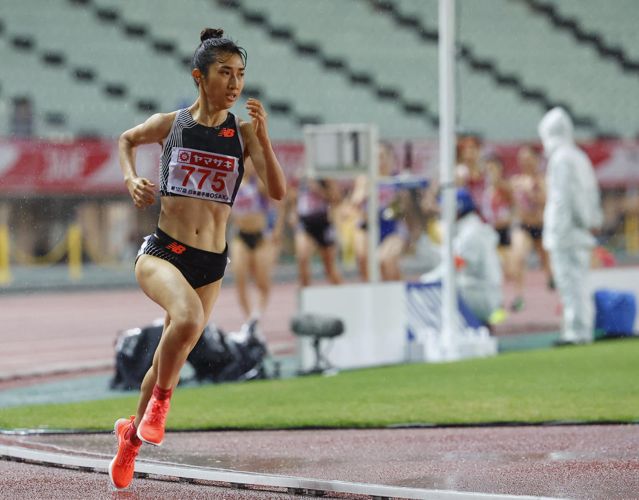日本陸上競技選手権大会　女子1500メートル決勝で4分8秒29で優勝した田中希実（撮影・藤尾明華）